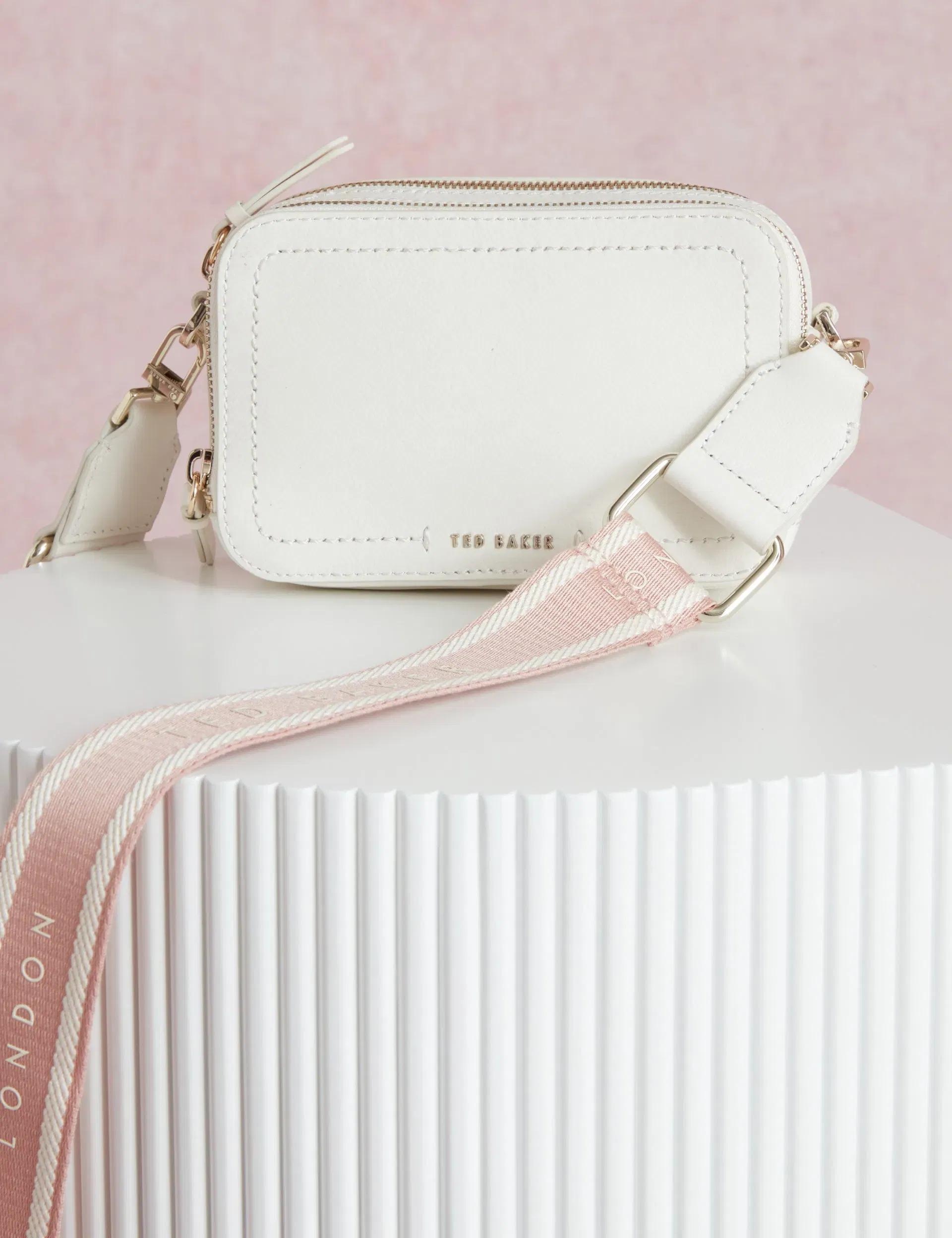 Ted Baker Luceele Logo Webbing Leather Crossbody Camera Bag Ivory Women's