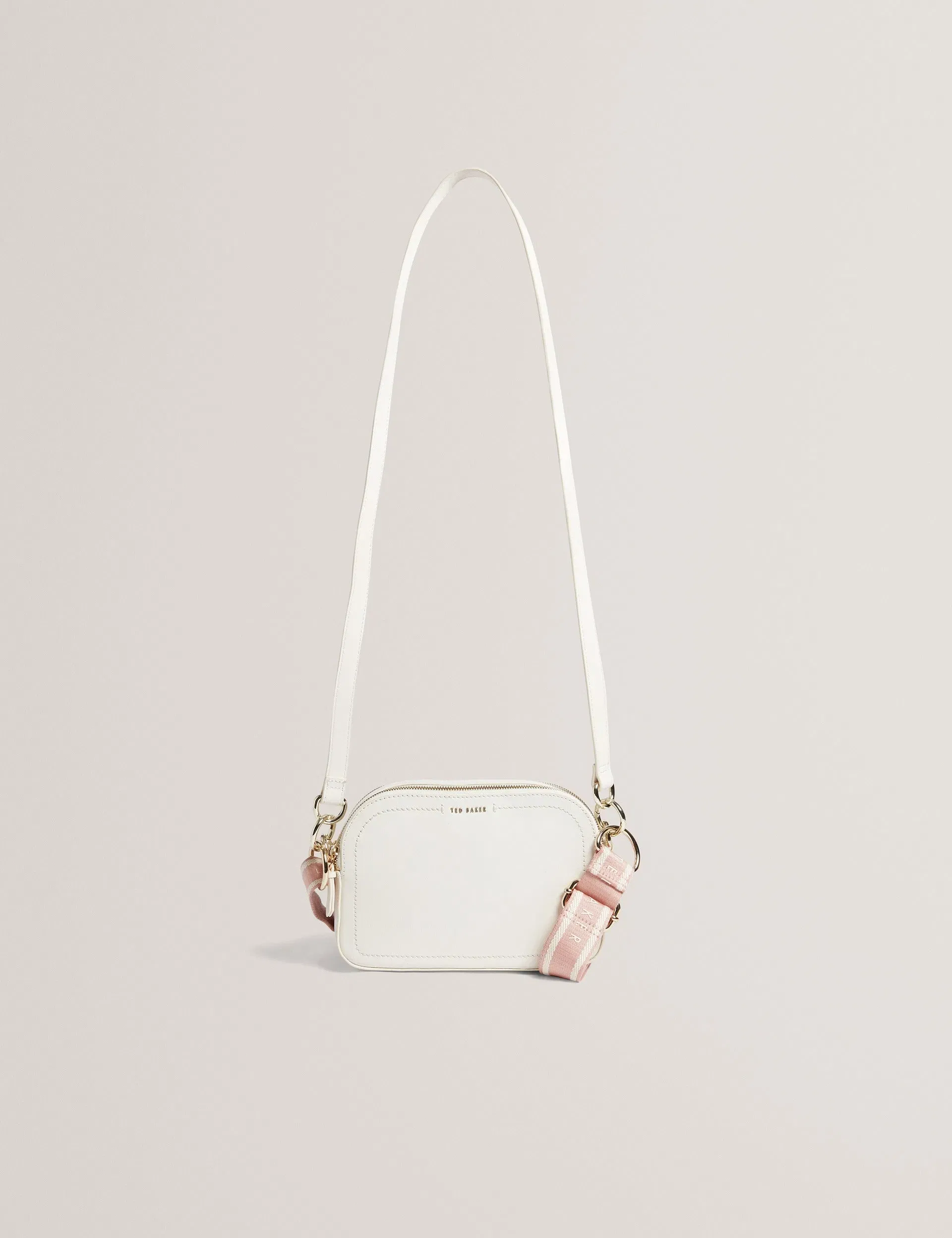 Ted Baker Luceele Logo Webbing Leather Crossbody Camera Bag Ivory Women's