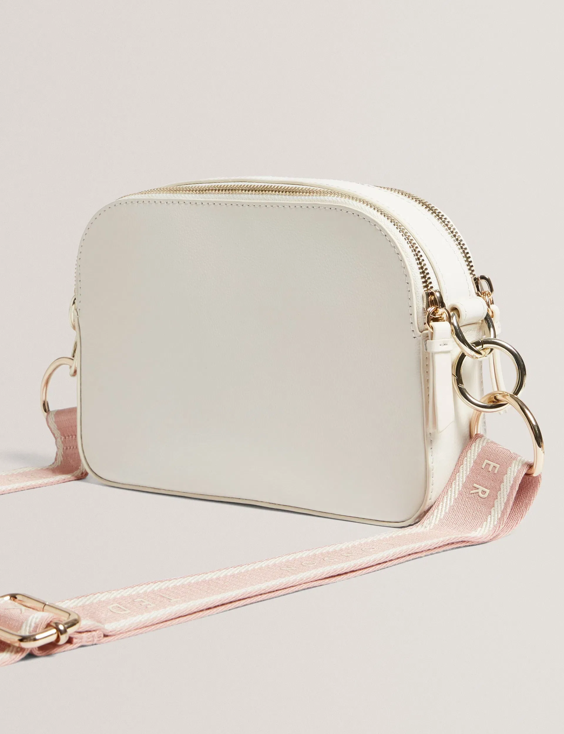 Ted Baker Luceele Logo Webbing Leather Crossbody Camera Bag Ivory Women's