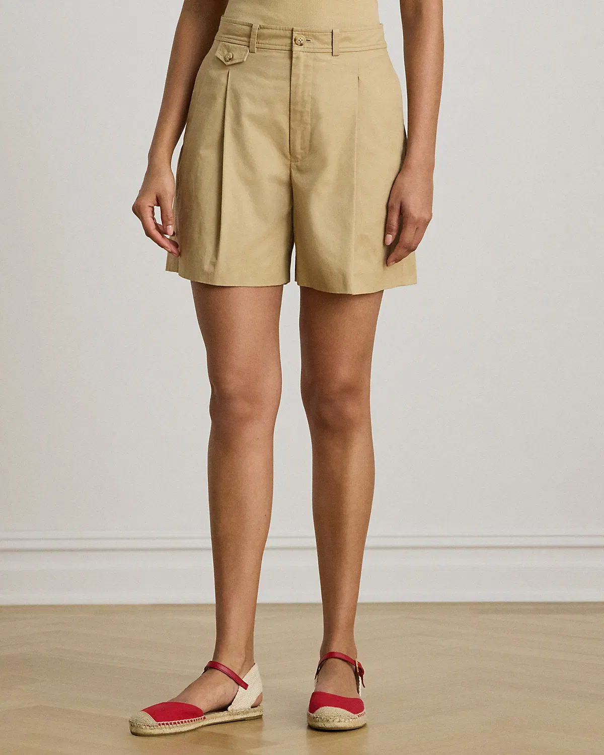 Ralph Lauren Pleated Cotton Twill WideLeg Short
