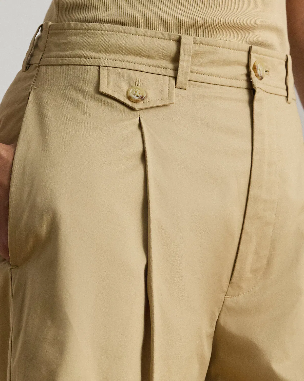 Ralph Lauren Pleated Cotton Twill WideLeg Short