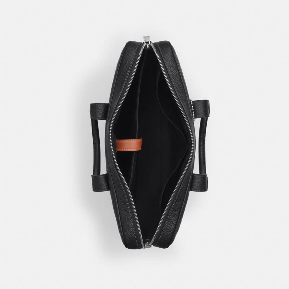 Coach Austin Brief In Signature Leather Silver Black