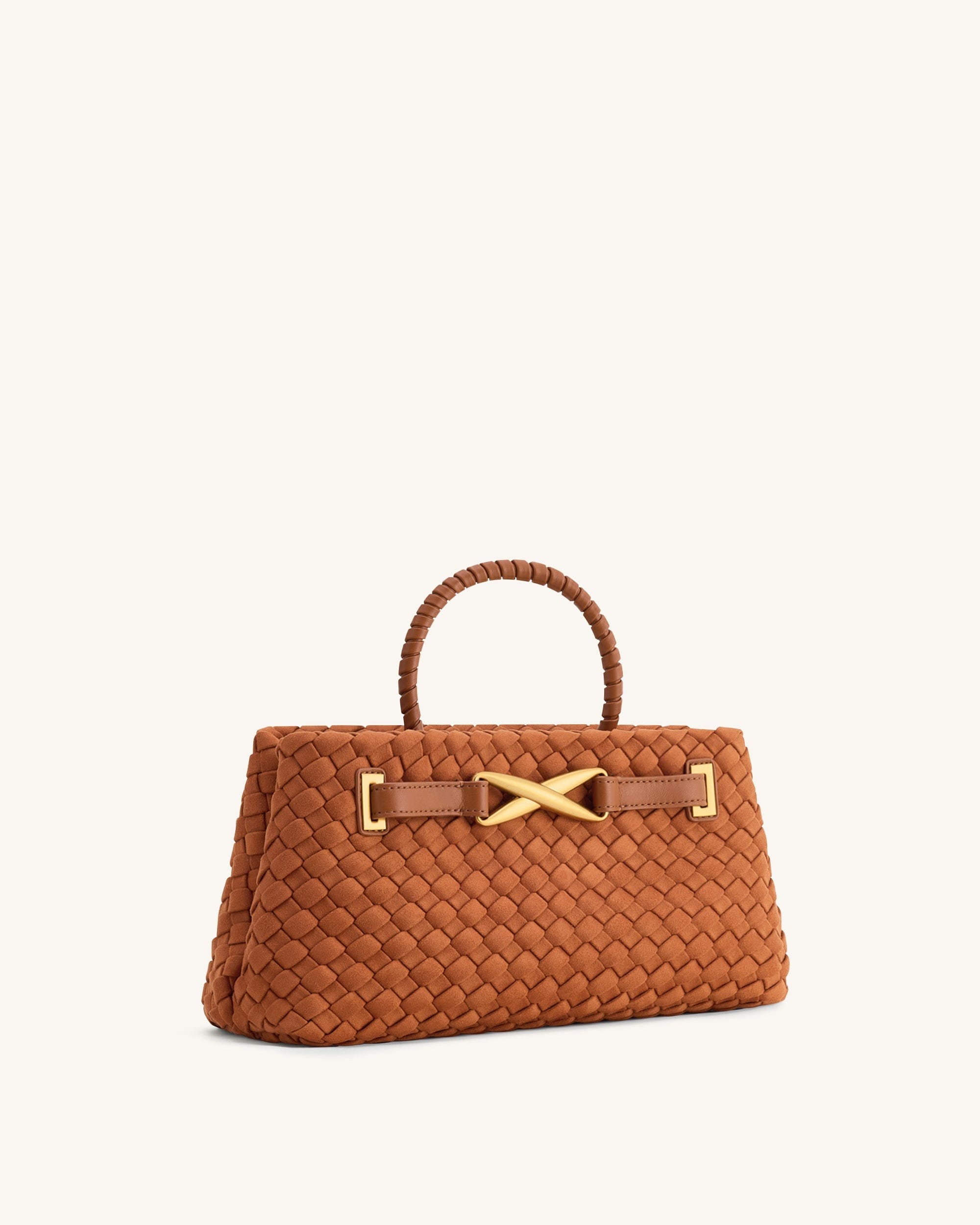 Jw Pei Elora Faux Suede Woven Tote Bag Brown