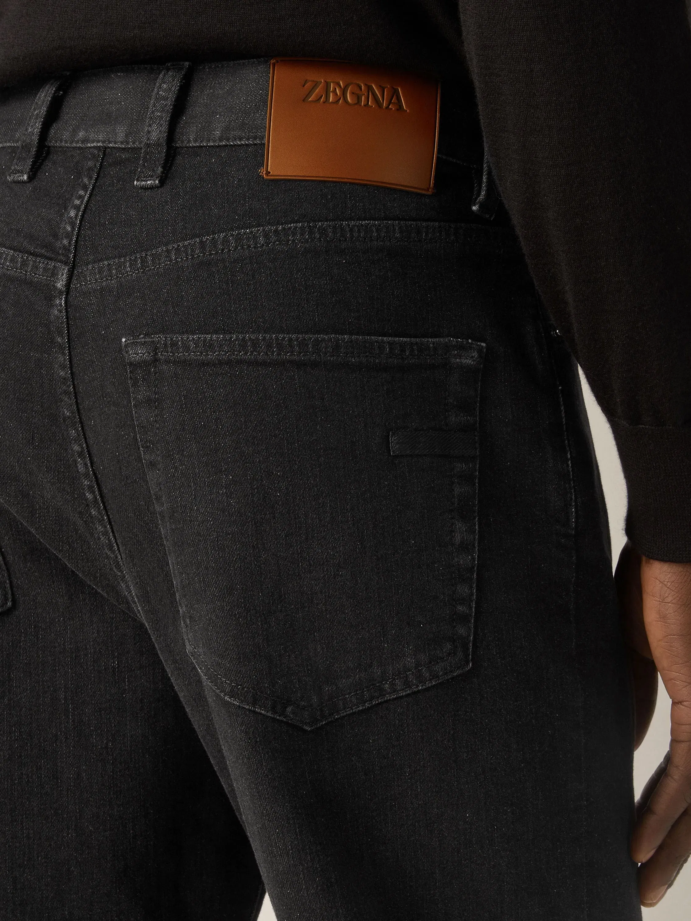 Zegna Dark Grey Stone-Washed Stretch Cotton Roccia Jeans
