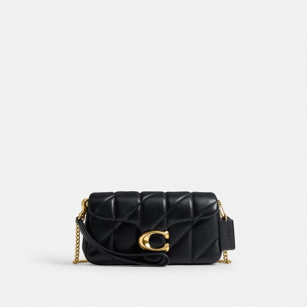 Coach Tabby Chain Crossbody Bag 19 With Quilting Brass Black