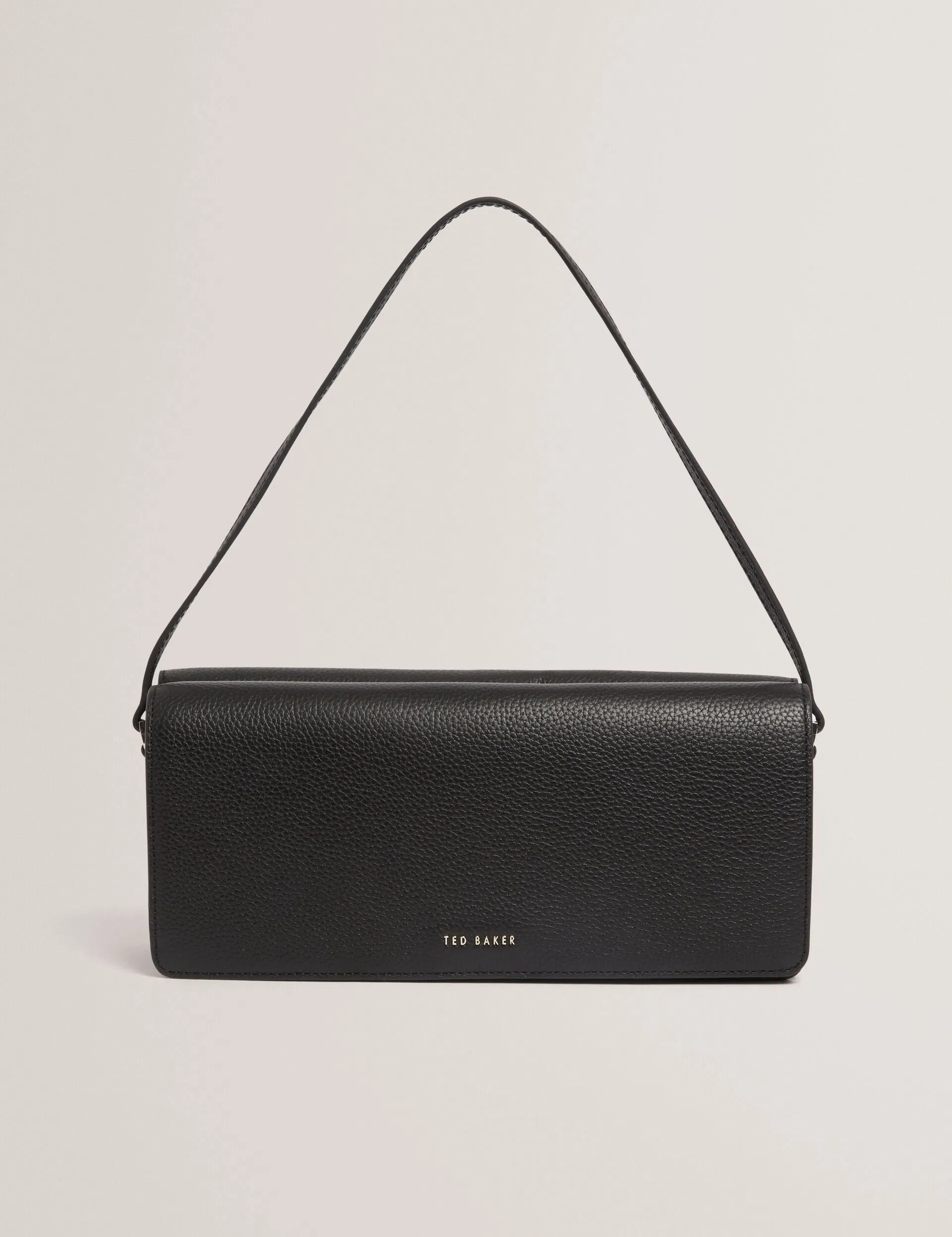 Ted Baker Twyyla Leather Foldover Baguette Shoulder Bag Black Women's