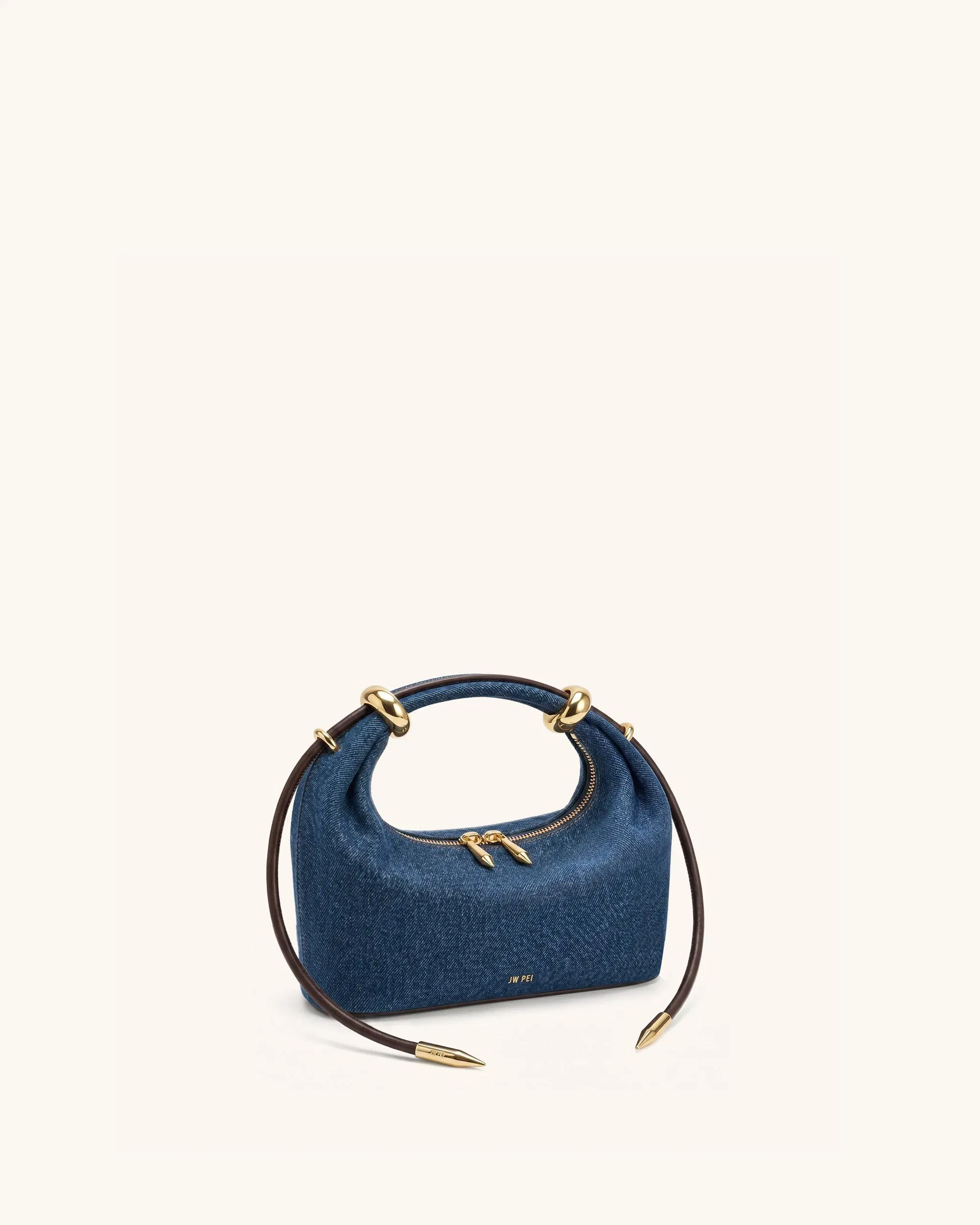 Jw Pei Ellie Metal Ring Embellished Top Handle Bag Blue Denim