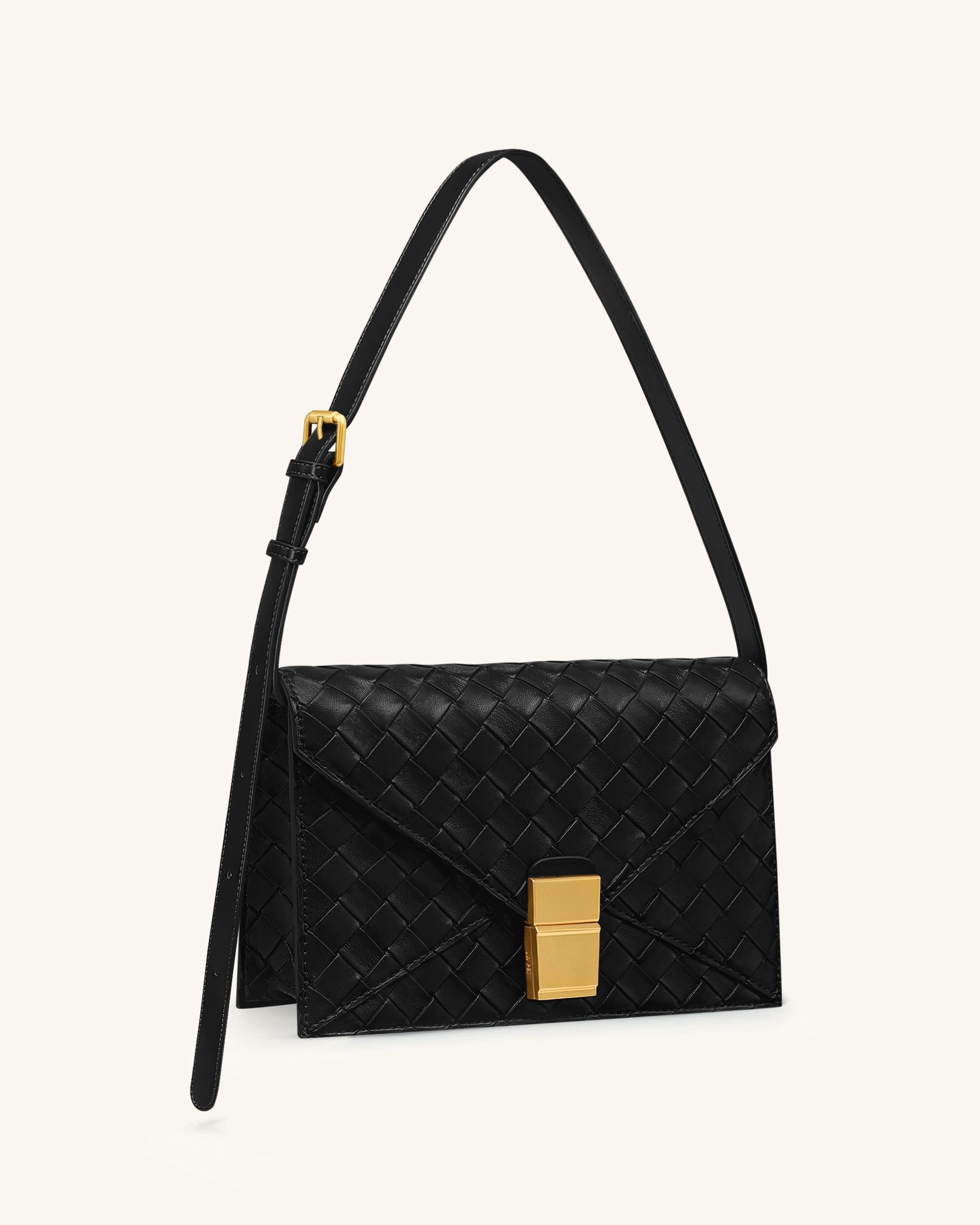Jw Pei Clio Woven Textured Envelope Crossbody Bag Black