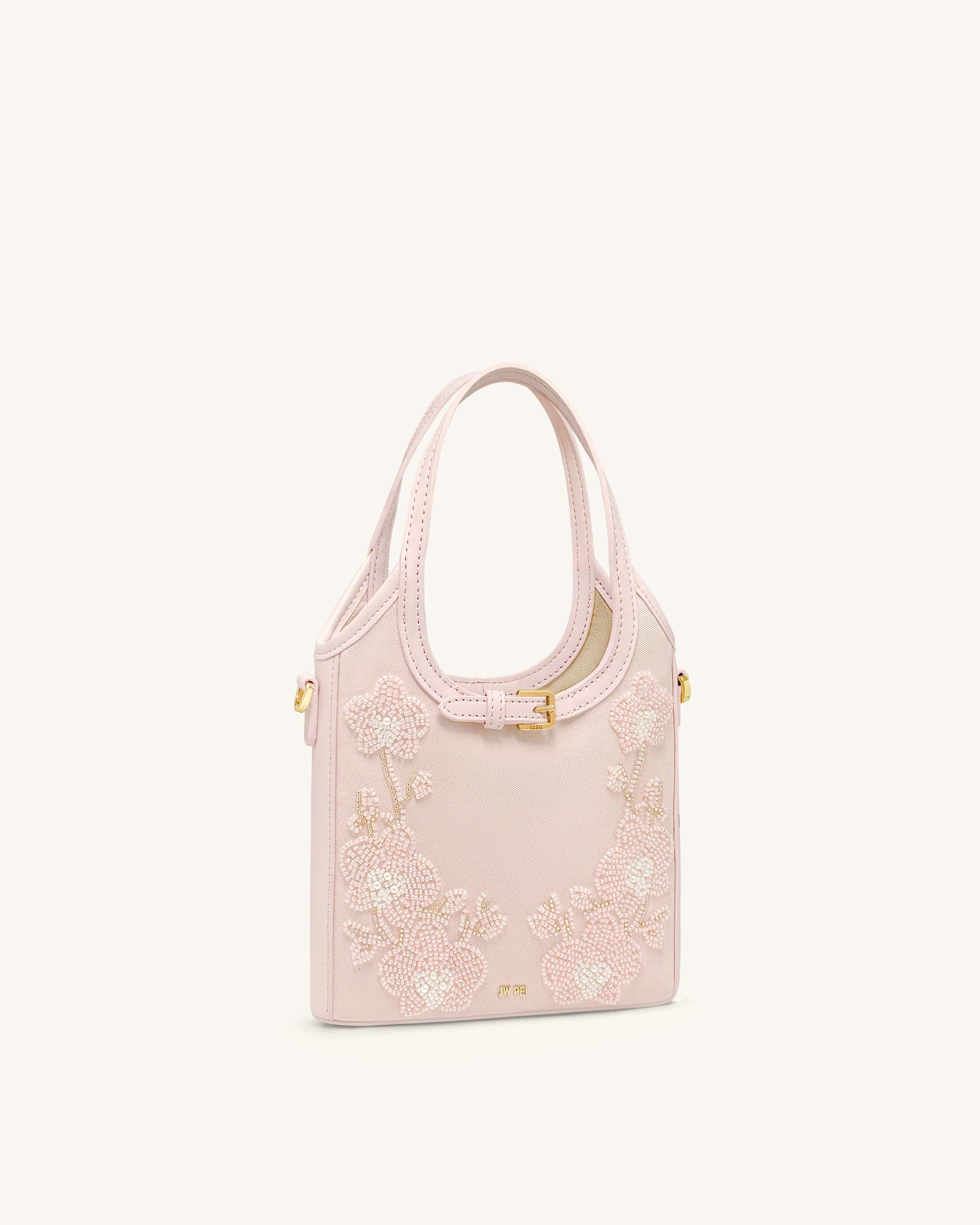Jw Pei Brooke Mini Belted Embellished Orchid Beaded Top Handle Bag Pink