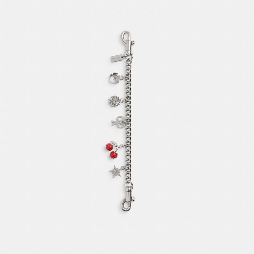 Coach Crystal Motif Chain Bag Charm Silver Multi