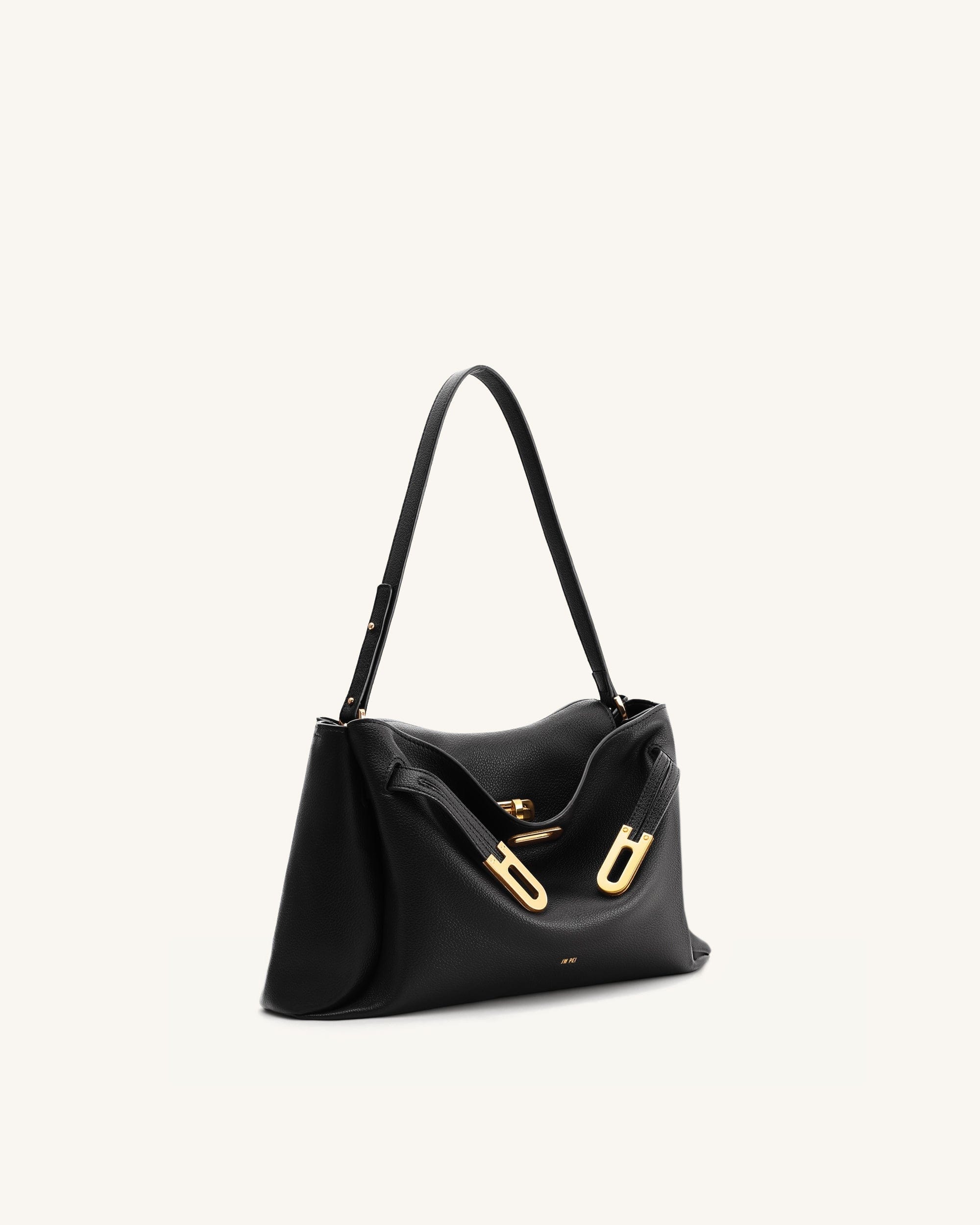 Jw Pei Rhea Pebbled Double Buckle Shoulder Bag Black