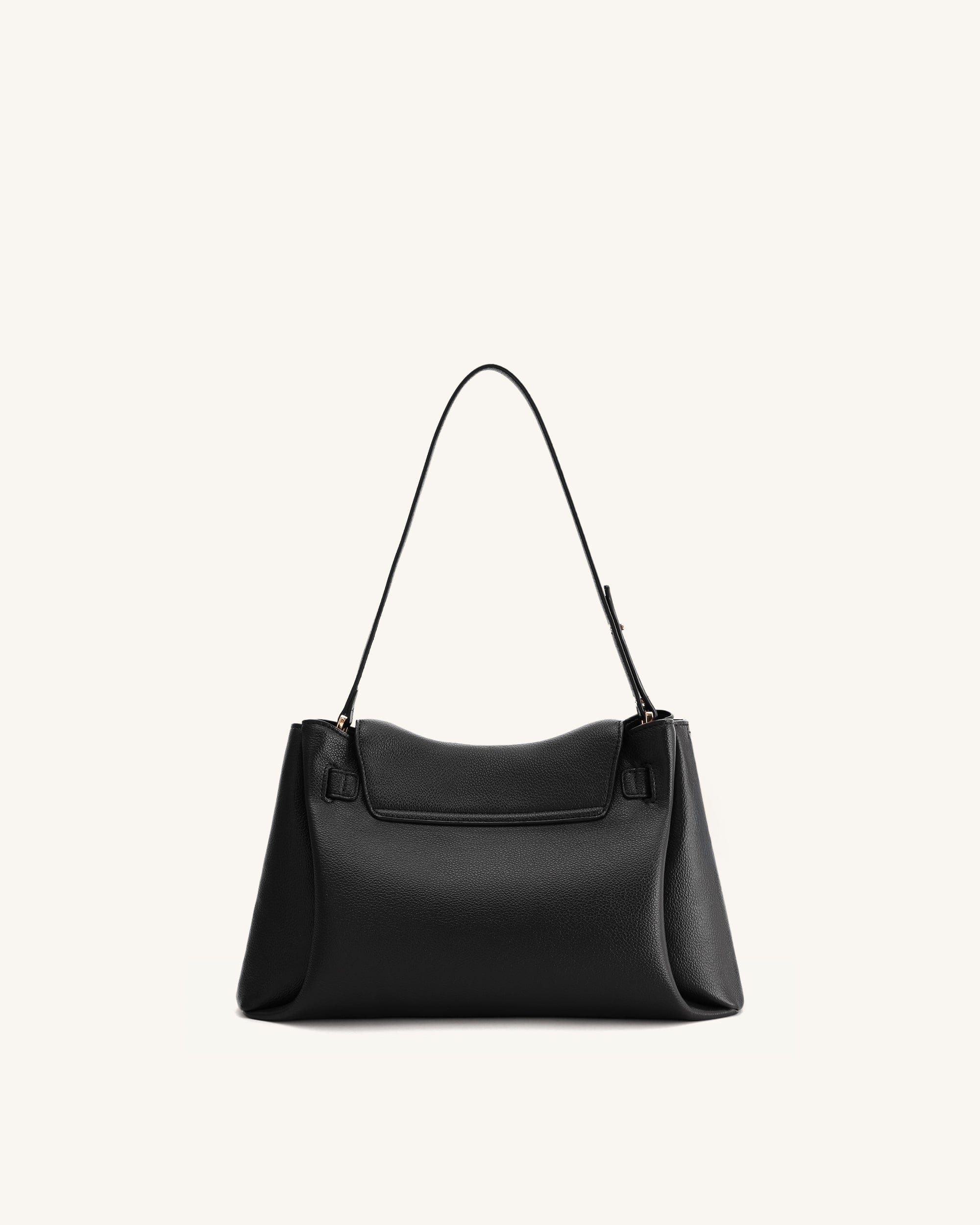 Jw Pei Rhea Pebbled Double Buckle Shoulder Bag Black