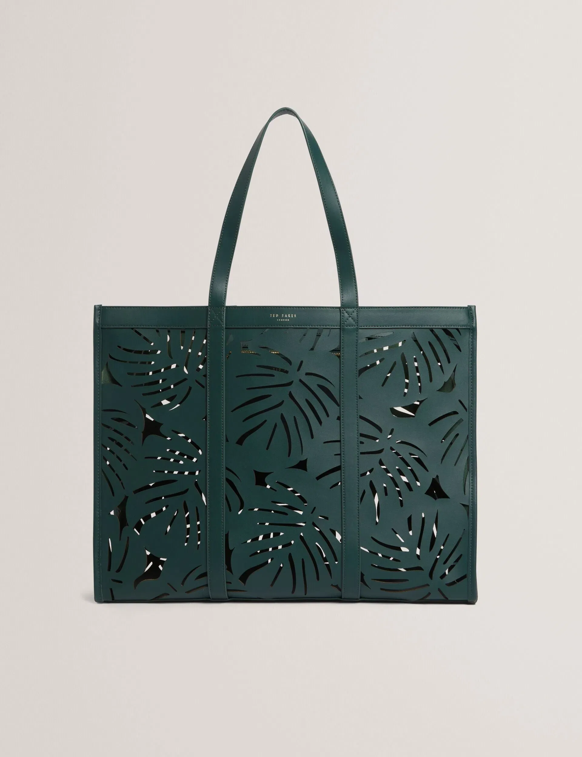 Ted Baker Leiian Leaf Cut Out Wide Leather Tote Bag Green Women's