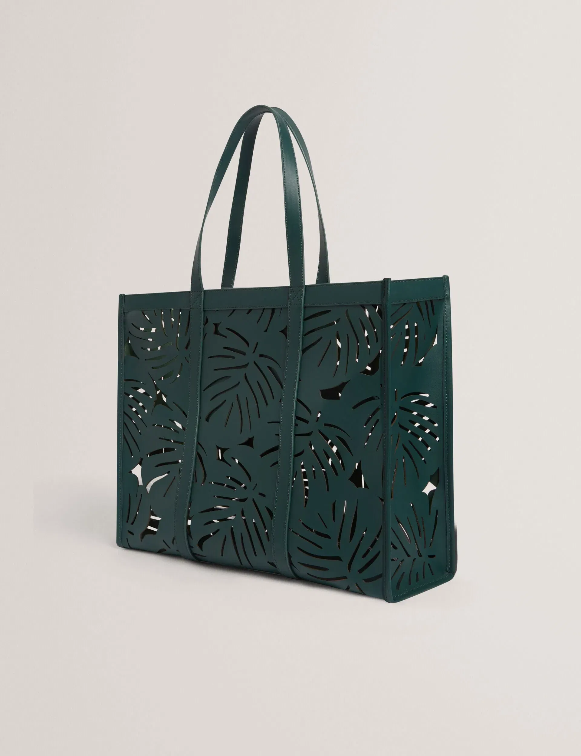 Ted Baker Leiian Leaf Cut Out Wide Leather Tote Bag Green Women's