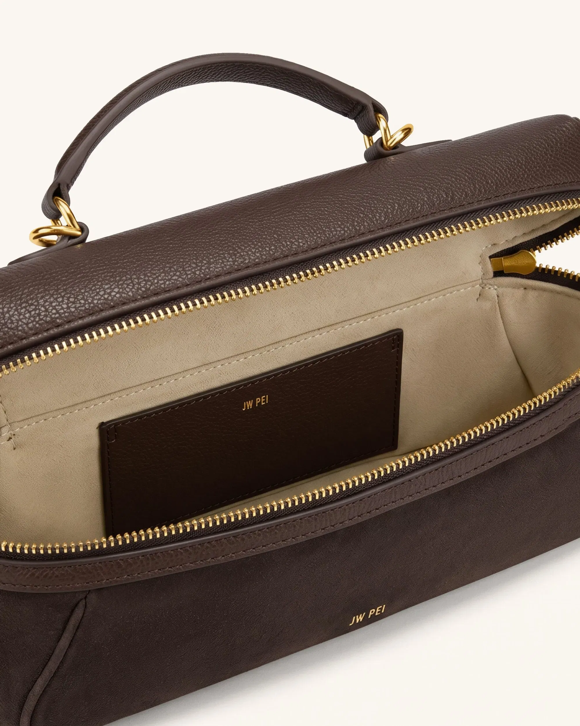 Jw Pei Cleo Faux Suede Vanity Bag Dark Brown