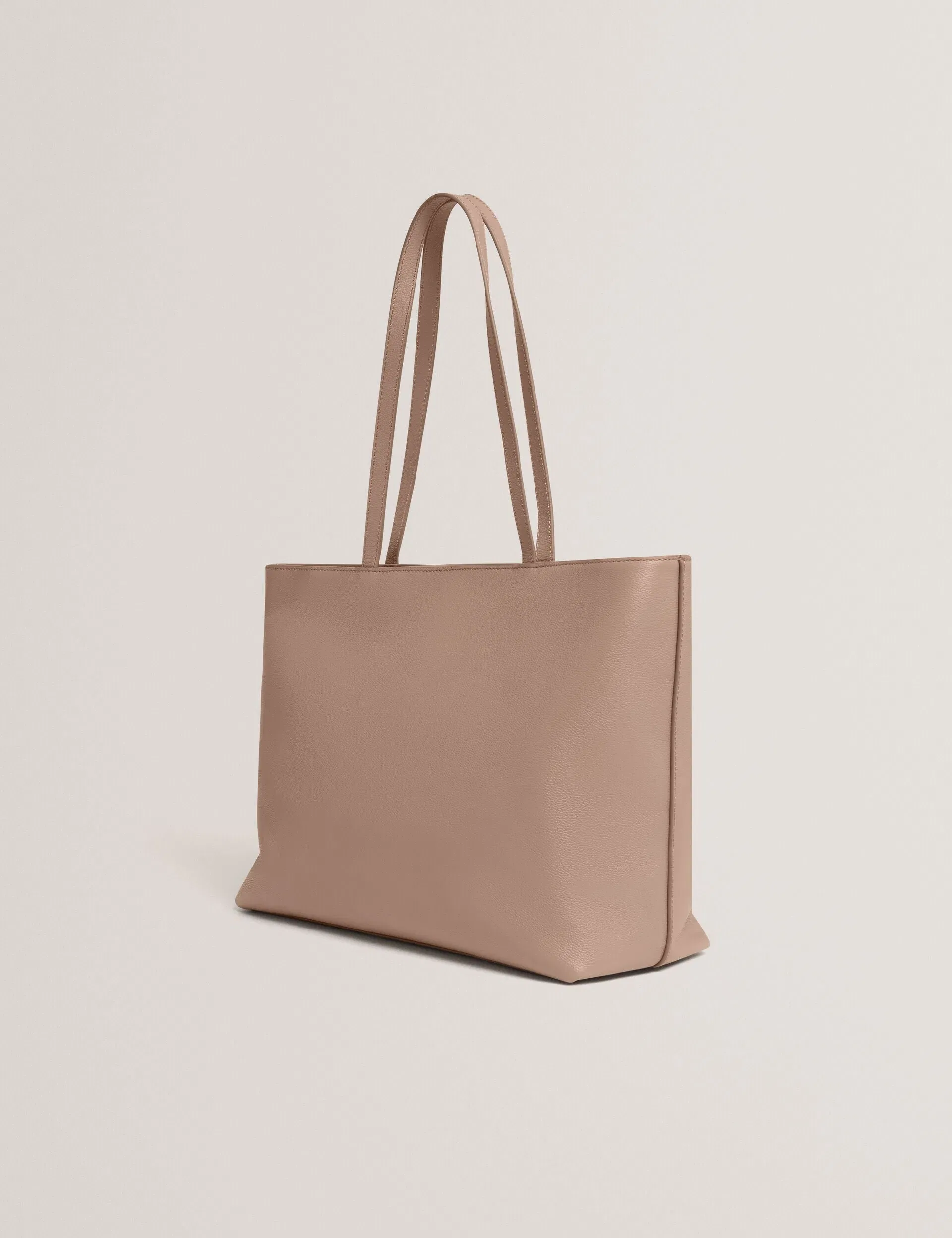 Ted Baker Lenyya Pebbled Leather Wide Tote Bag Taupe Women's