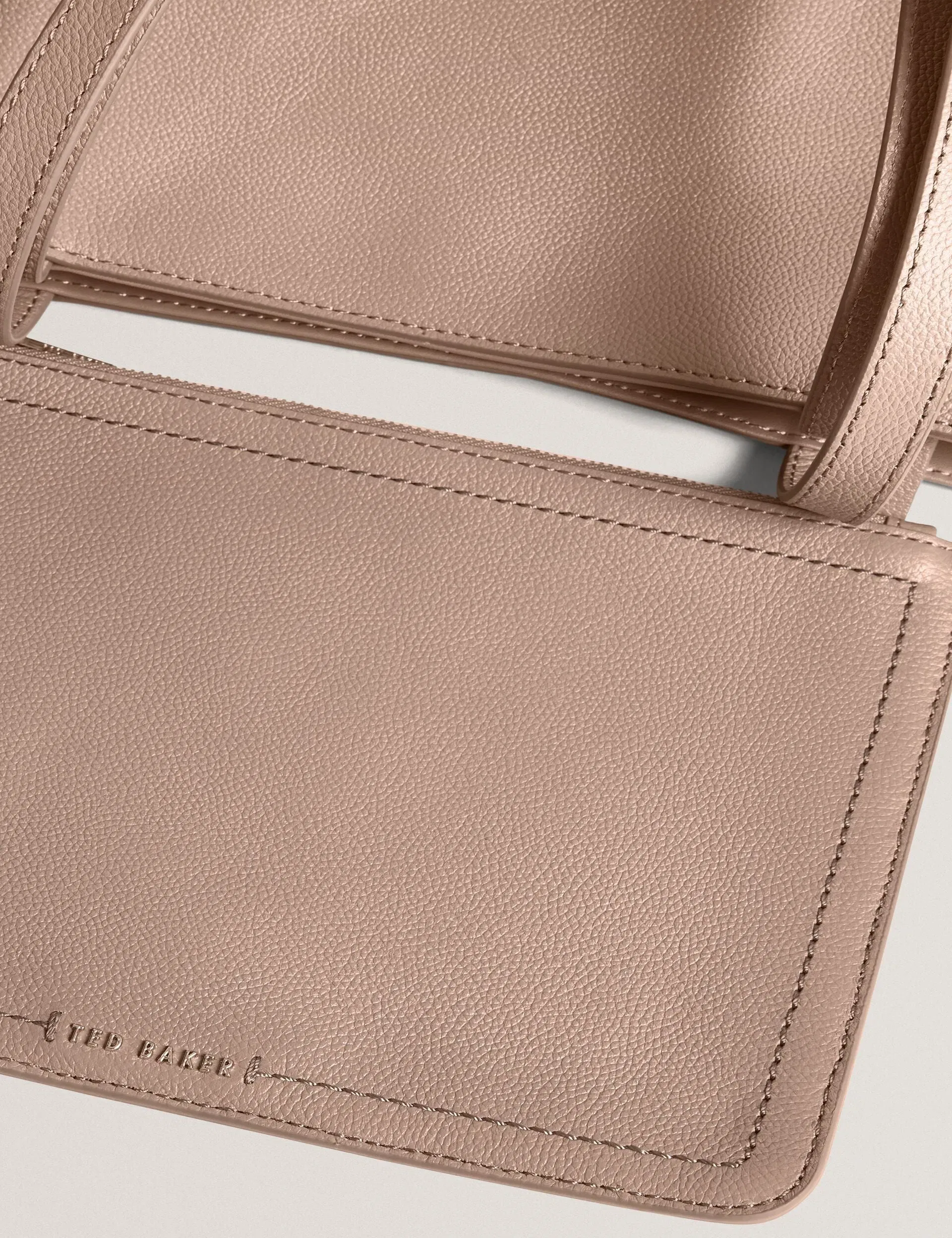Ted Baker Lenyya Pebbled Leather Wide Tote Bag Taupe Women's