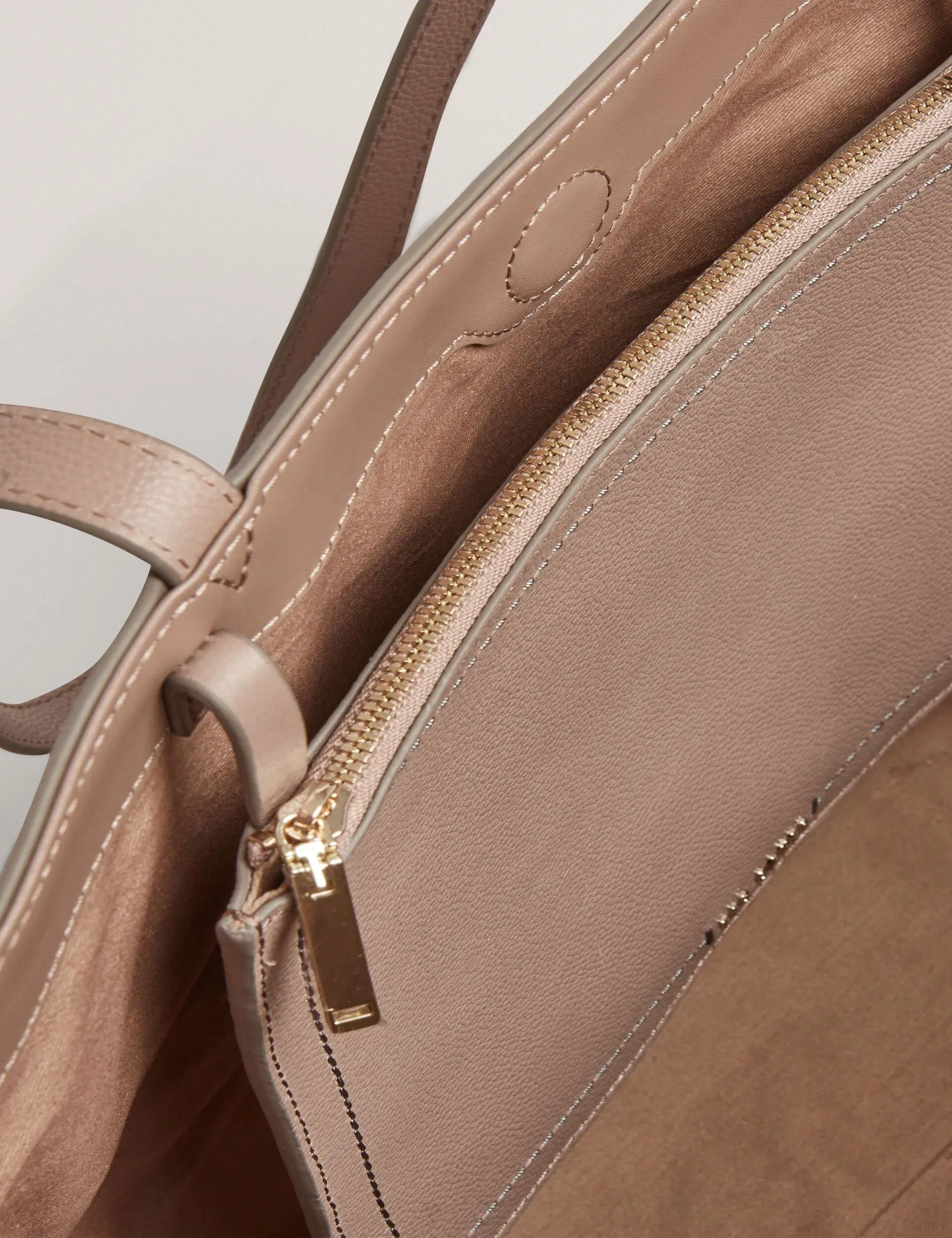 Ted Baker Lenyya Pebbled Leather Wide Tote Bag Taupe Women's