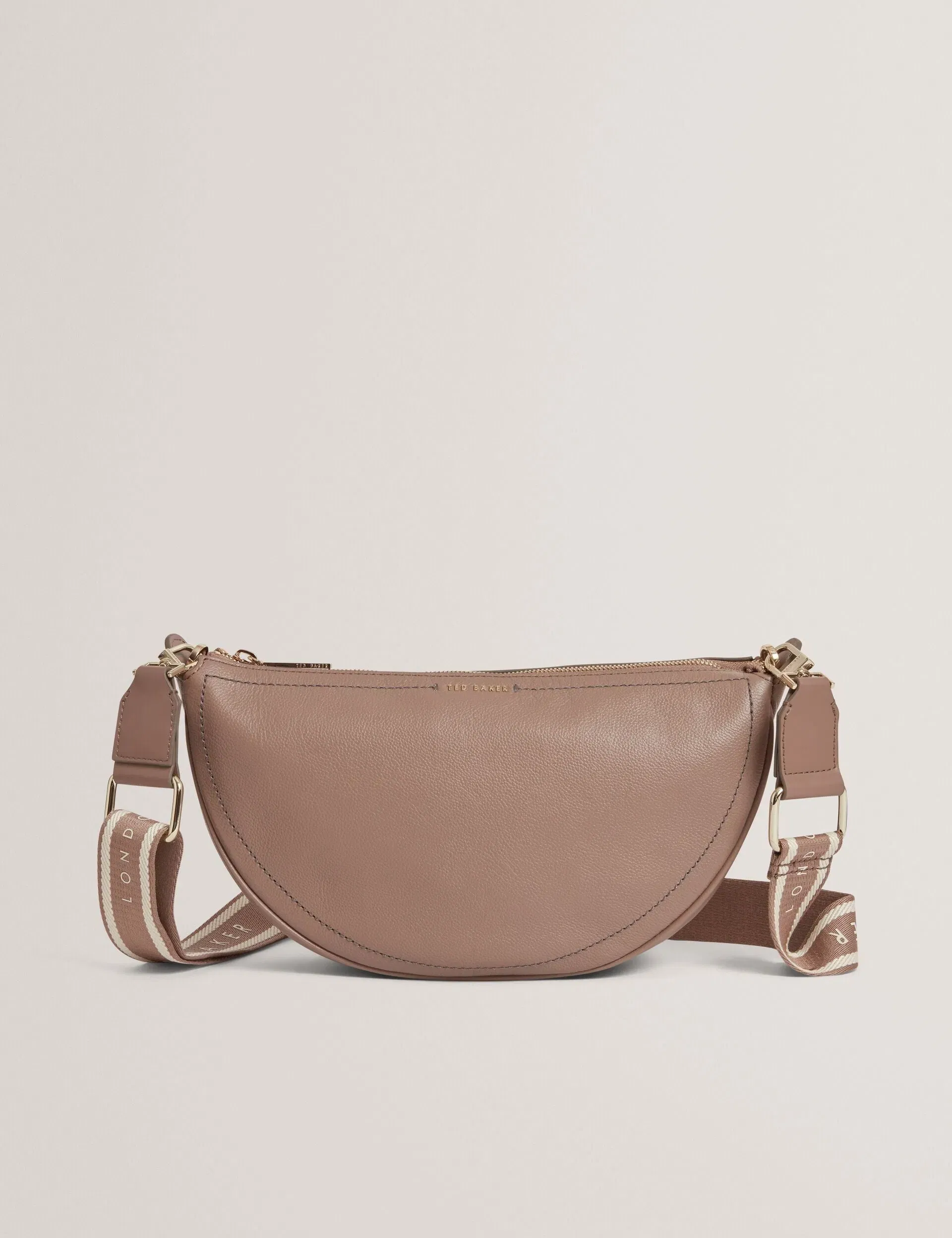 Ted Baker Lorreen Webbing Strap Leather Sling Crossbody Bag Taupe Women's