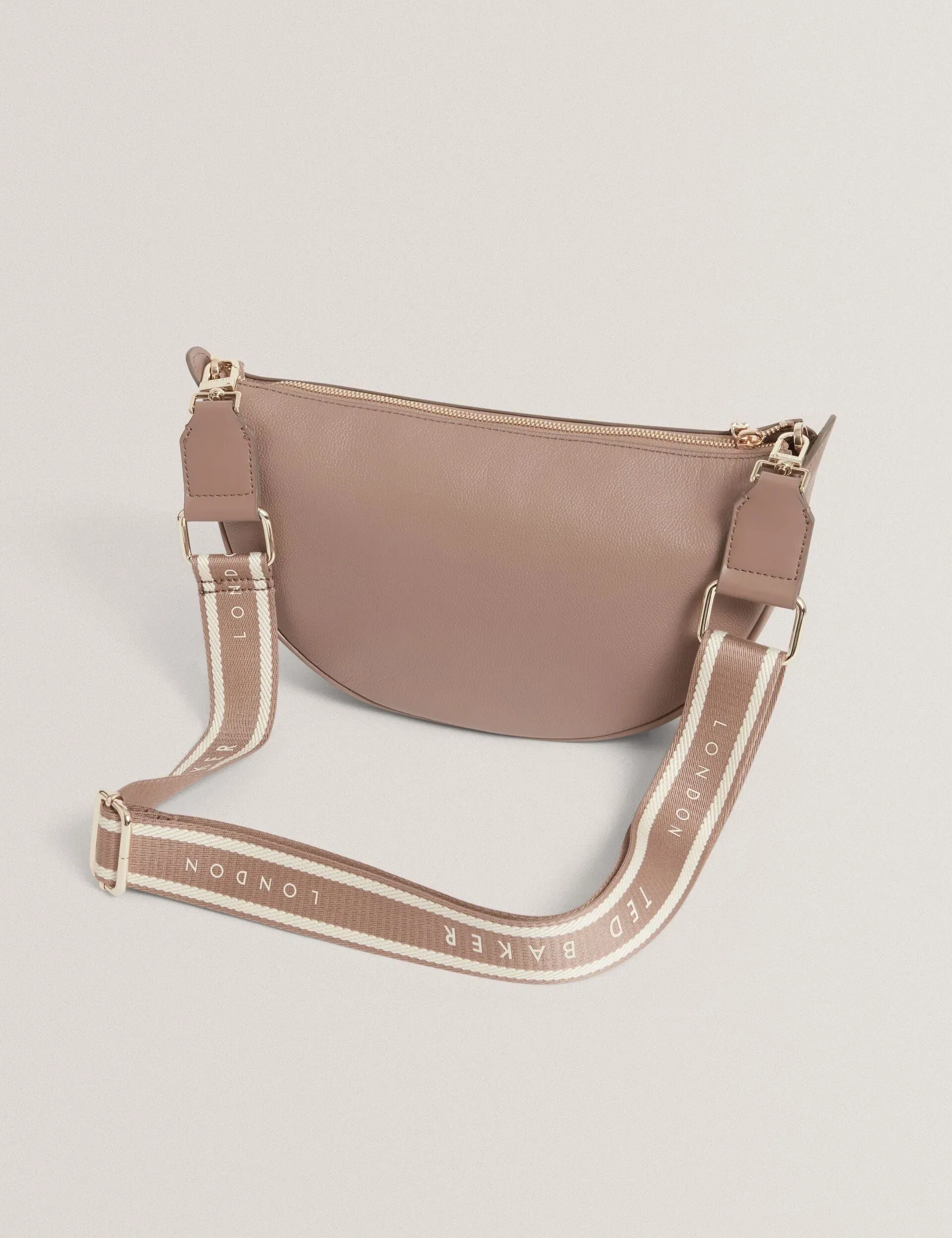 Ted Baker Lorreen Webbing Strap Leather Sling Crossbody Bag Taupe Women's
