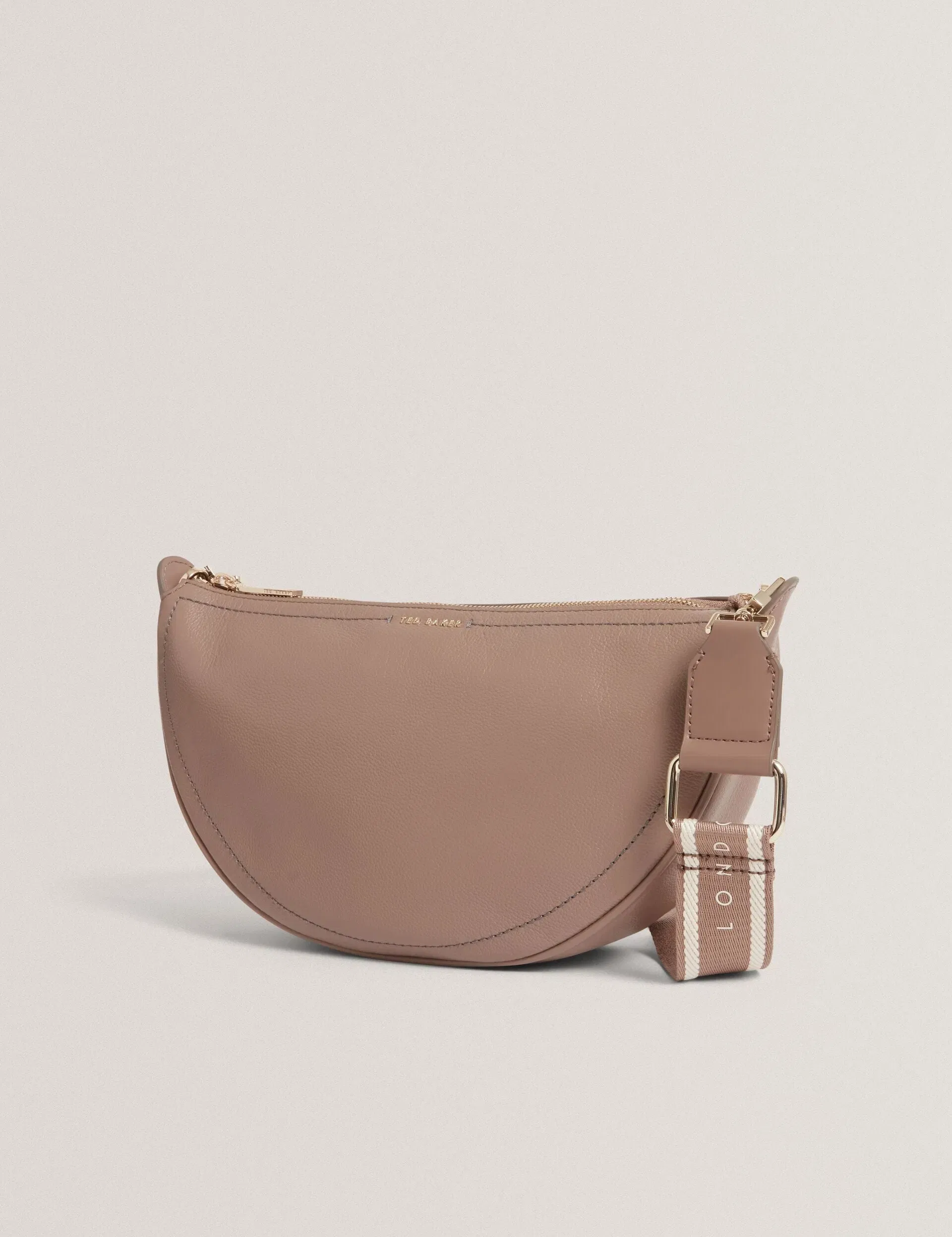 Ted Baker Lorreen Webbing Strap Leather Sling Crossbody Bag Taupe Women's