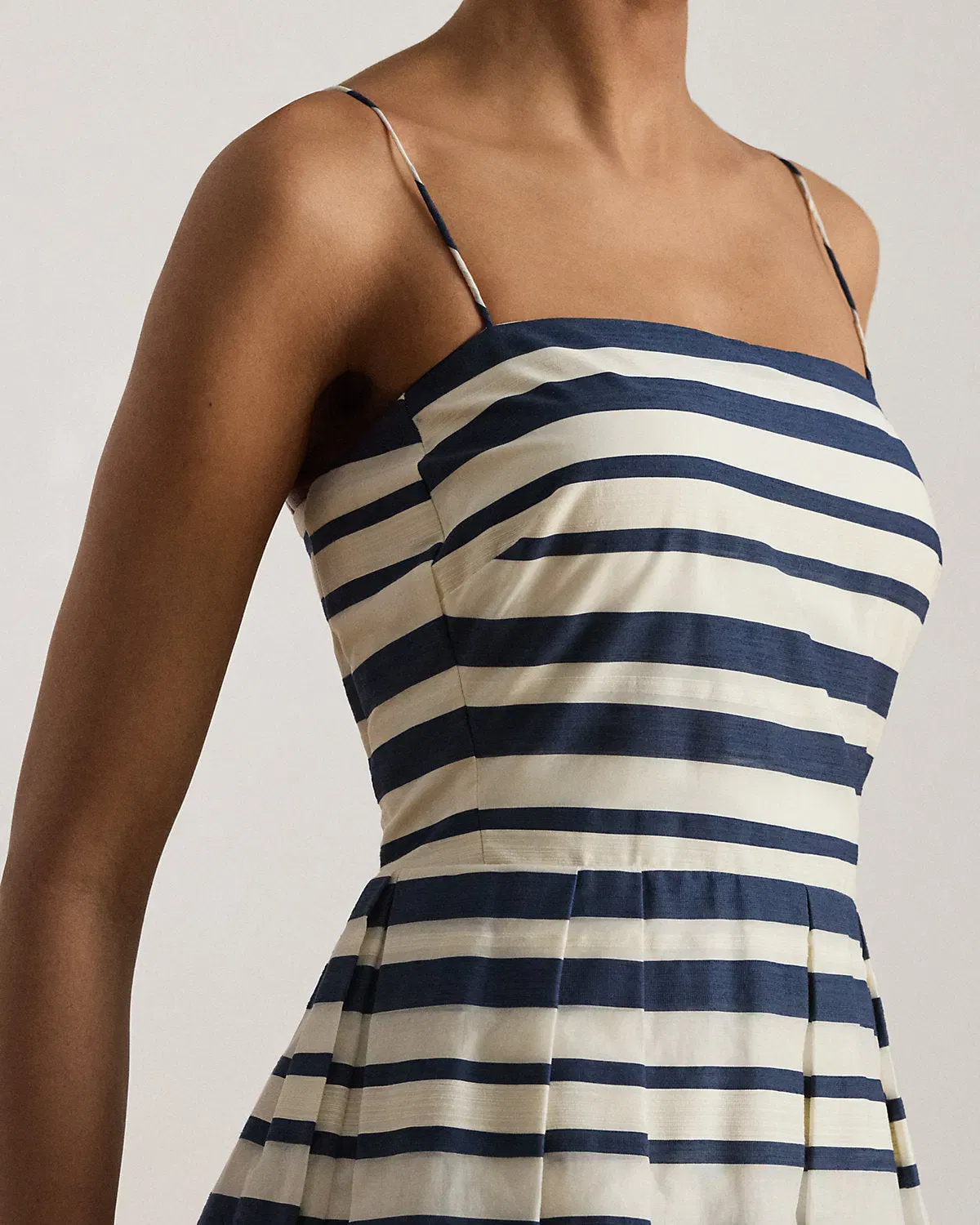 Ralph Lauren Striped Satin Sleeveless Cocktail Dress