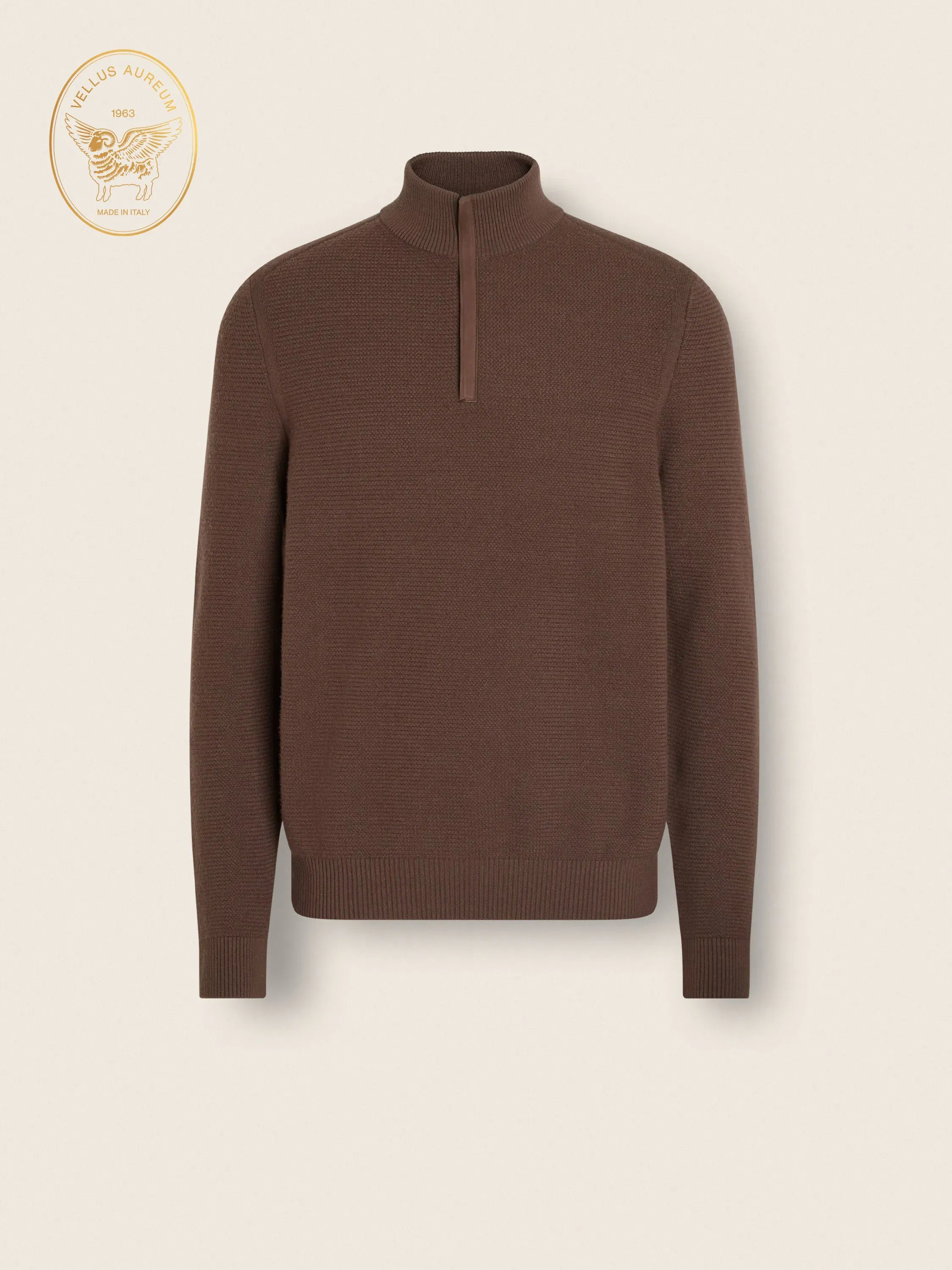 Zegna Brown Vellus Aureum Zip Mock Neck