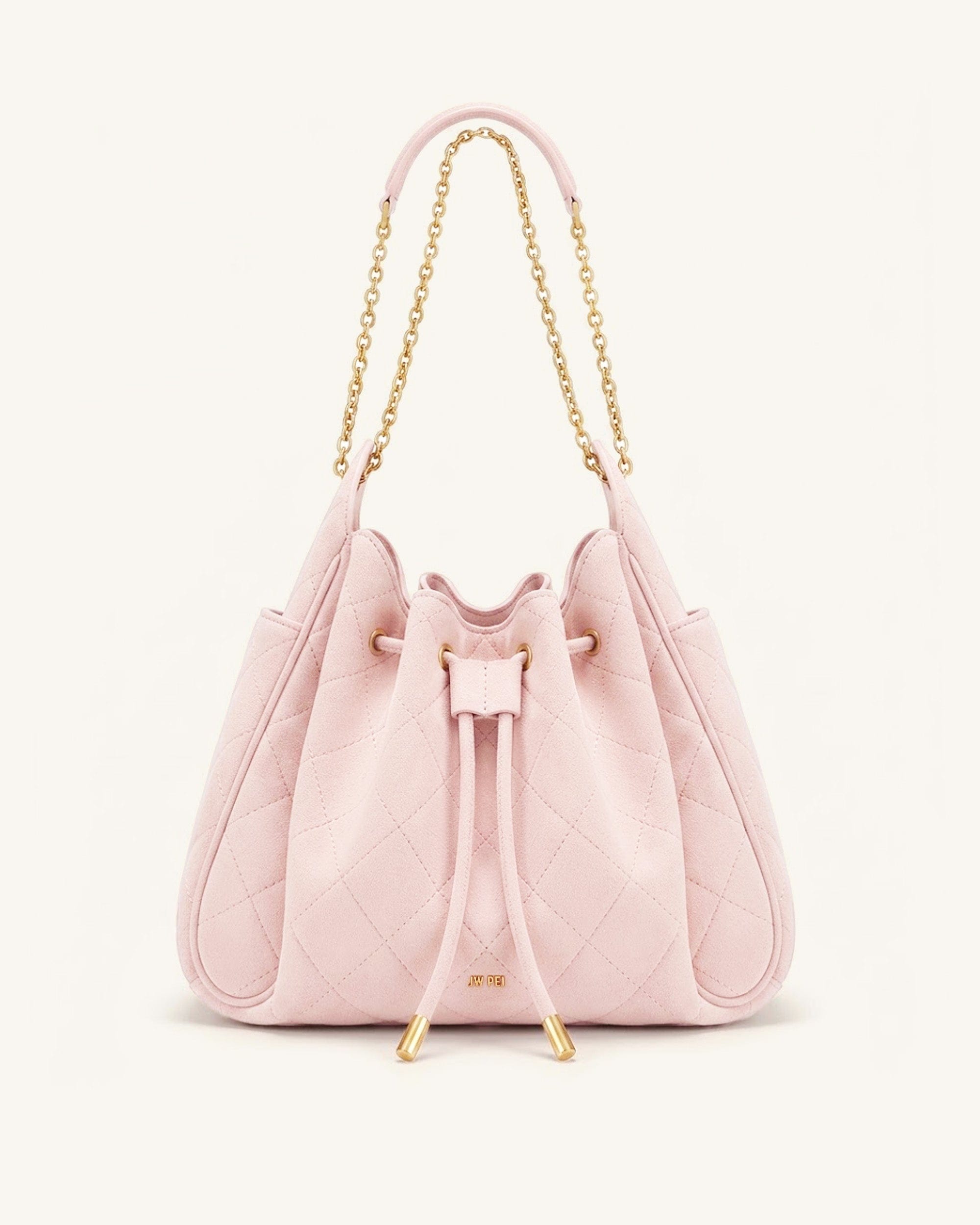 Jw Pei Rowan Faux Suede Quilted Chain Bucket Bag Blue