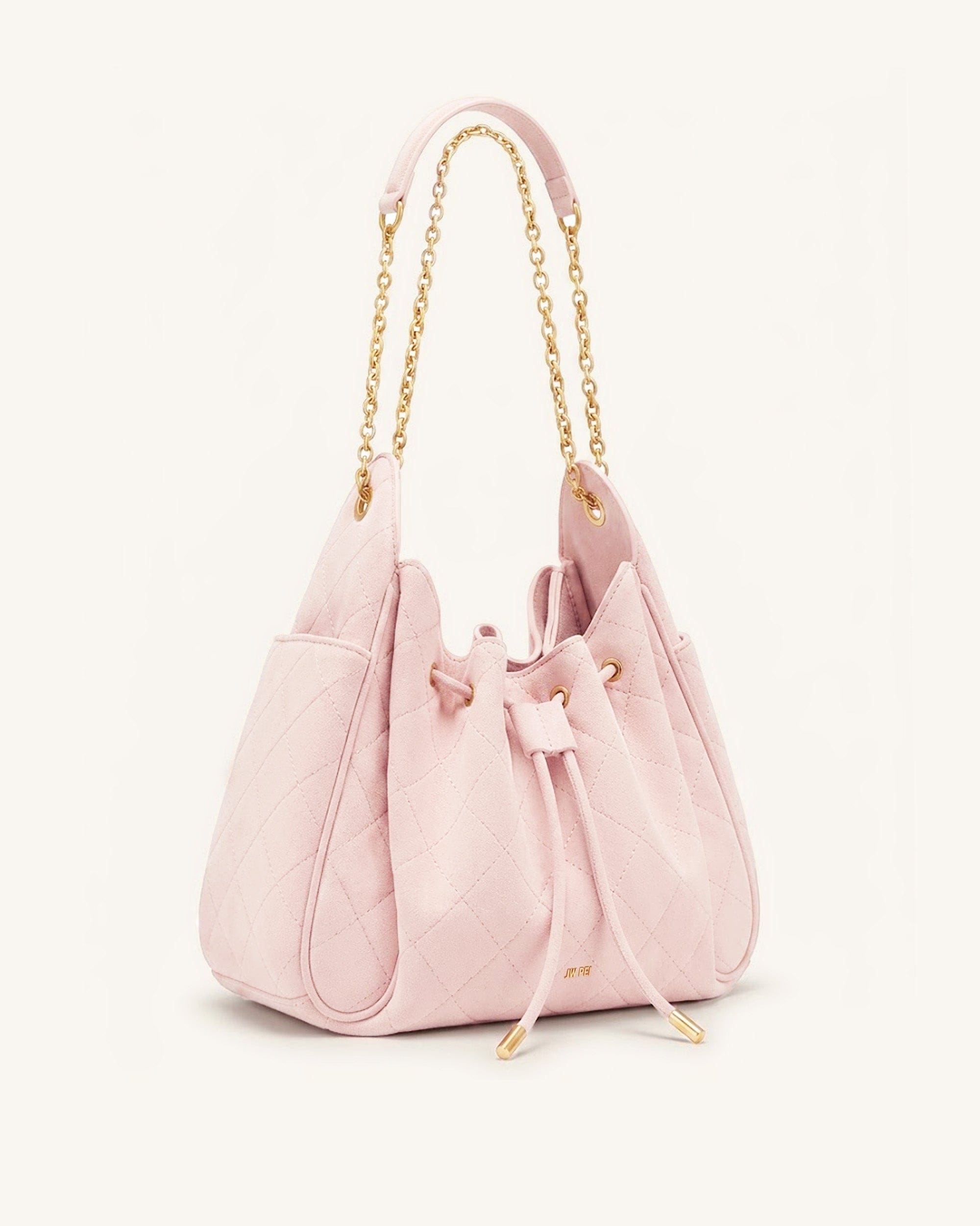 Jw Pei Rowan Faux Suede Quilted Chain Bucket Bag Blue
