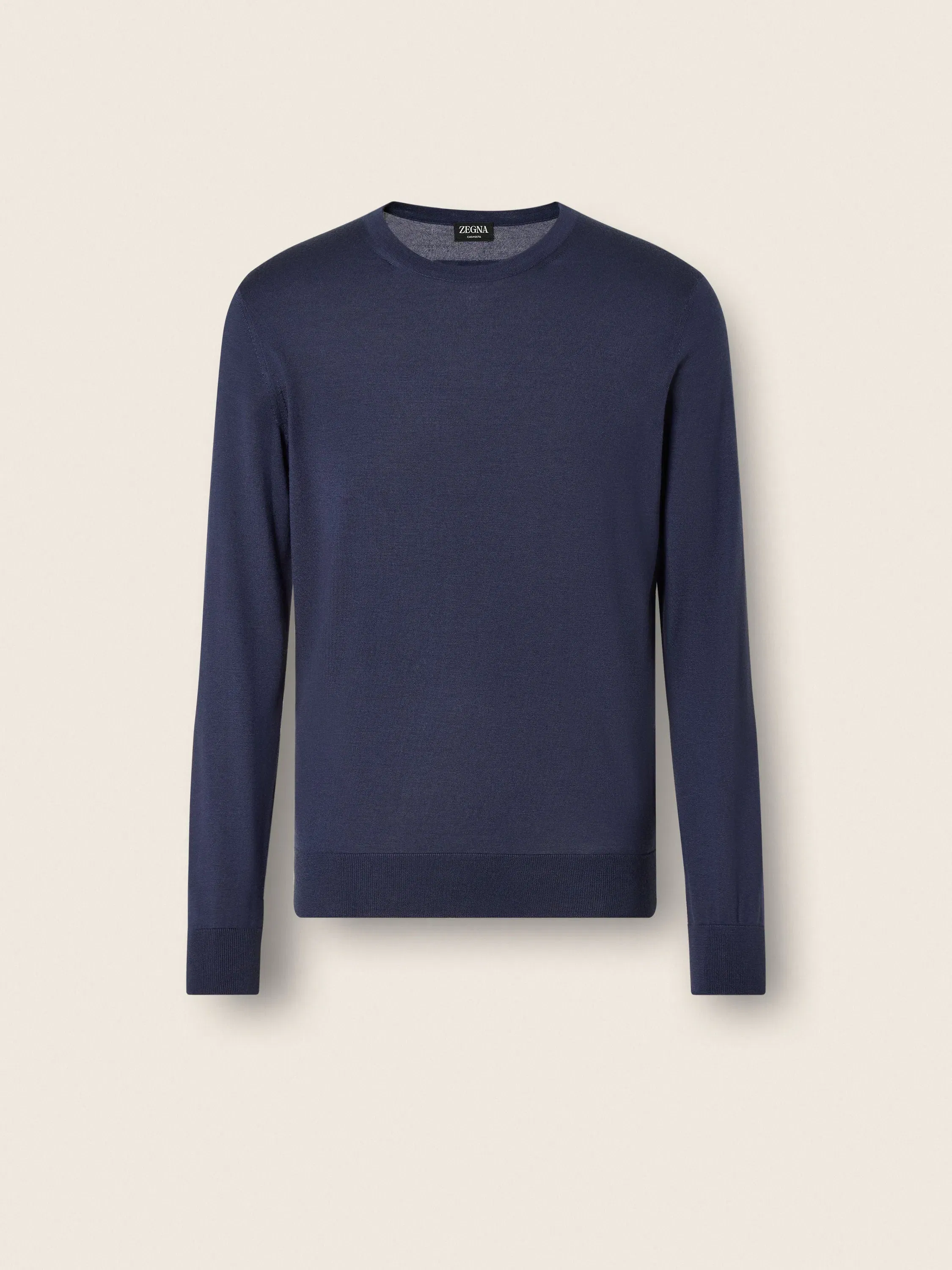 Zegna Dark Indigo Blue Mlange Cashseta Crewneck