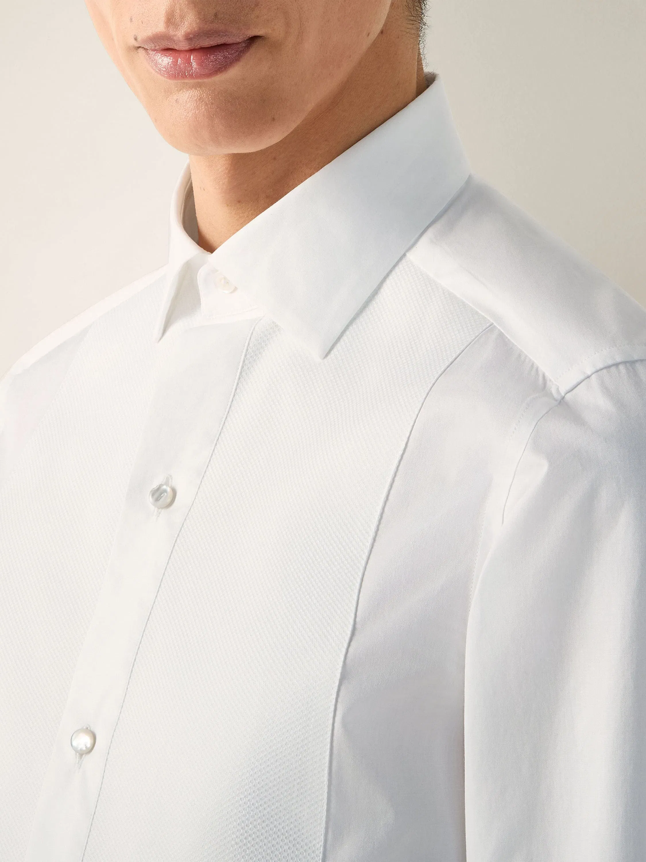 Zegna Optical White Cotton Tuxedo Shirt