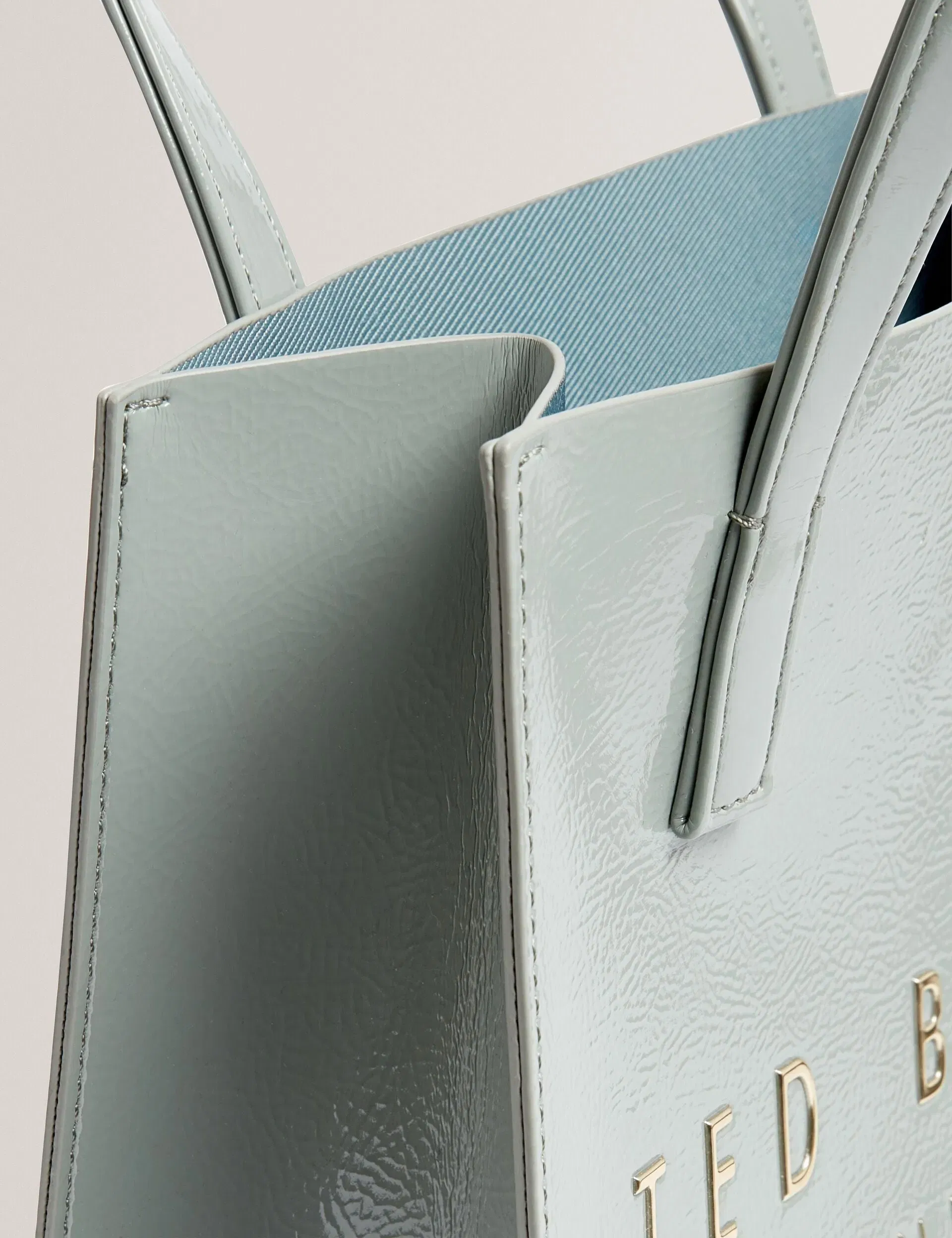 Ted Baker Crinion Crinkle Texture Small Icon Tote Bag In Grey Women's