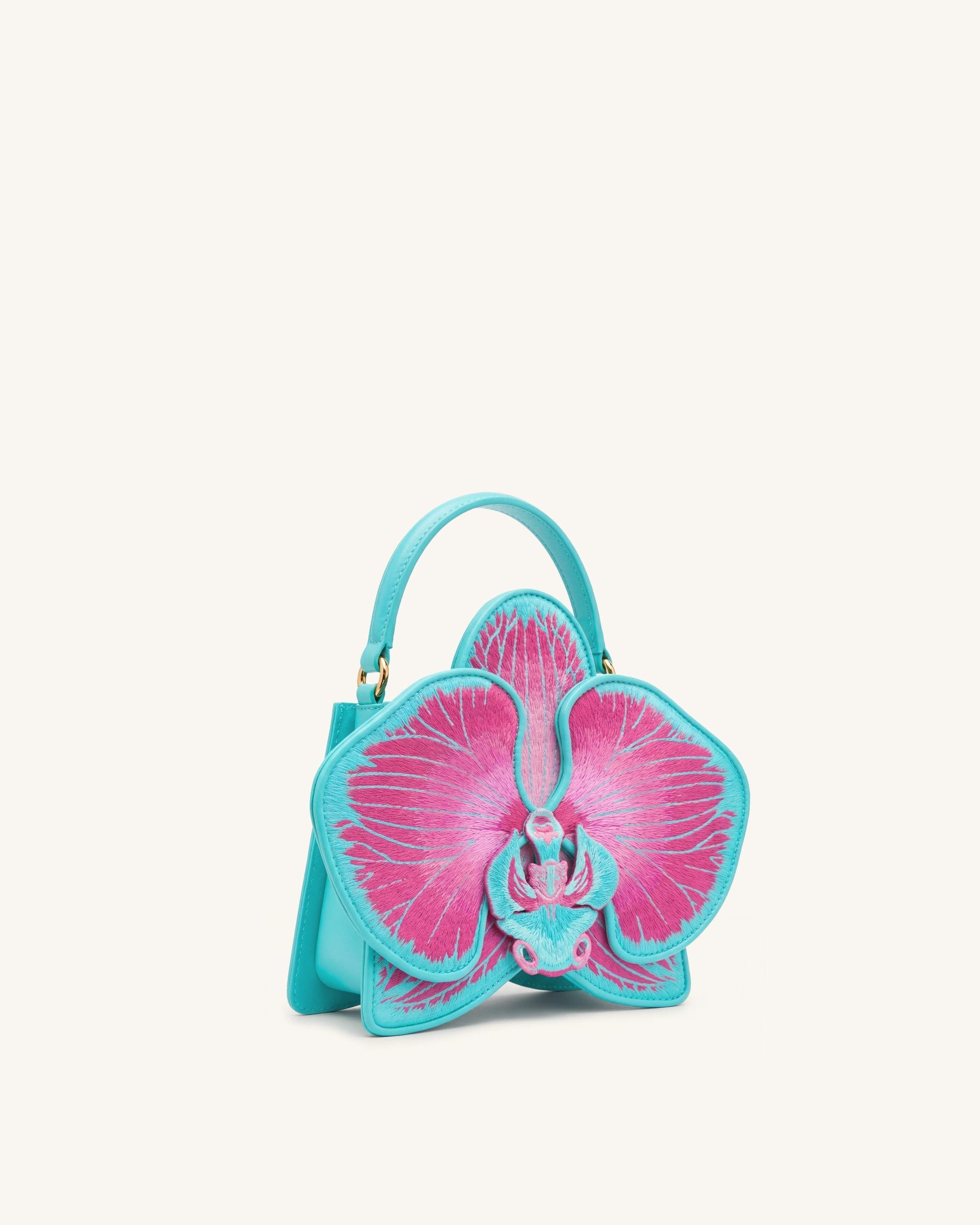 Jw Pei Flora Orchid Shaped Top Handle Bag Pink Blue