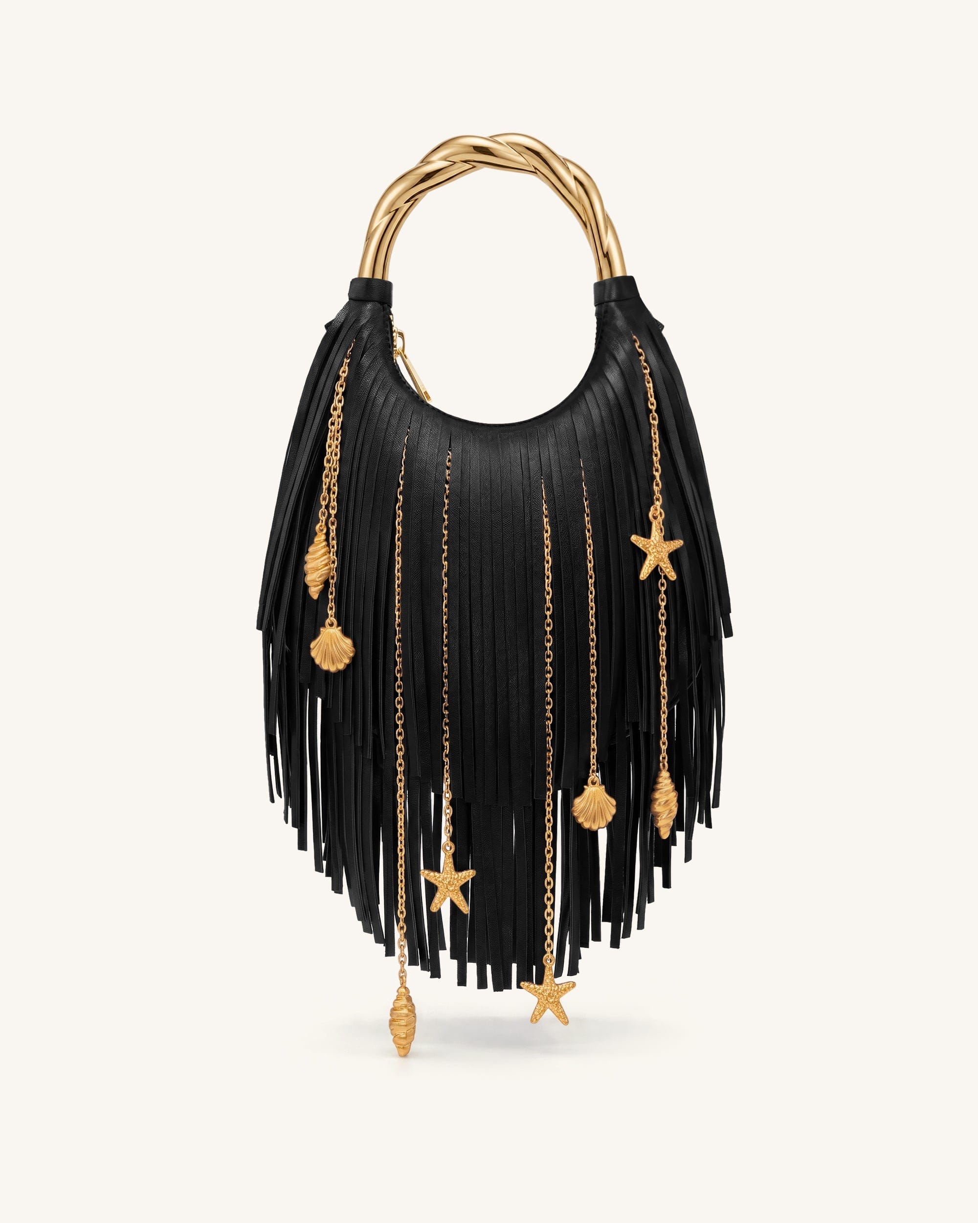Jw Pei Chloe Metal Handle Fringe Top Handbag Silver