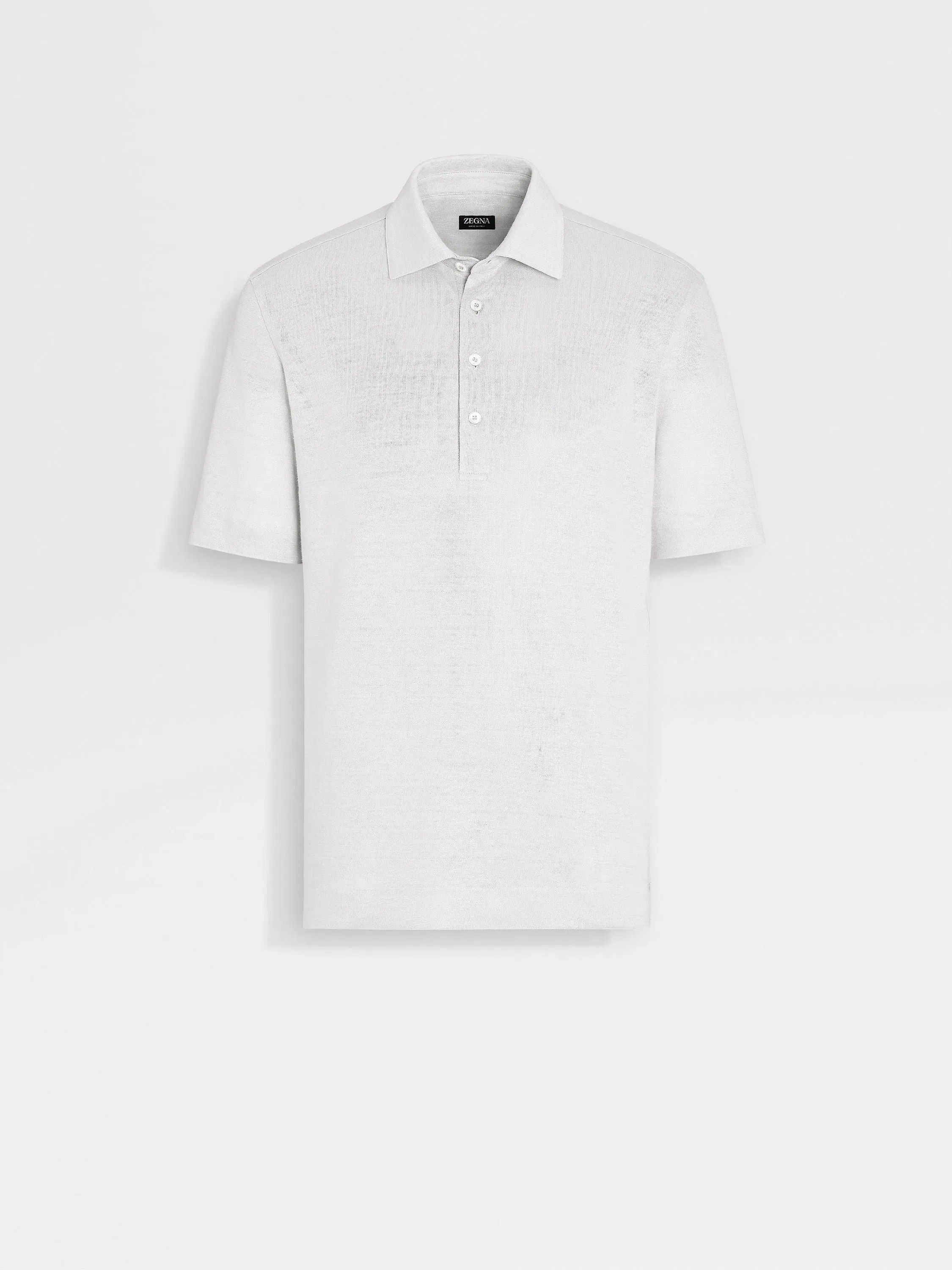 Zegna Optical White Linen Polo Shirt