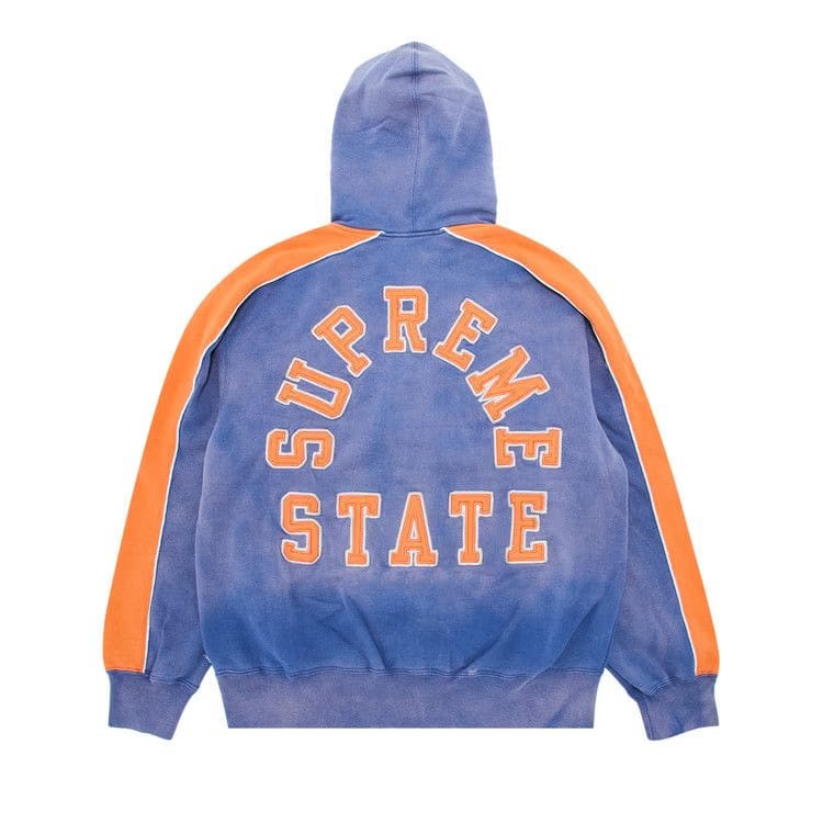 Supreme State Zip Up Hoodie Washed Royal