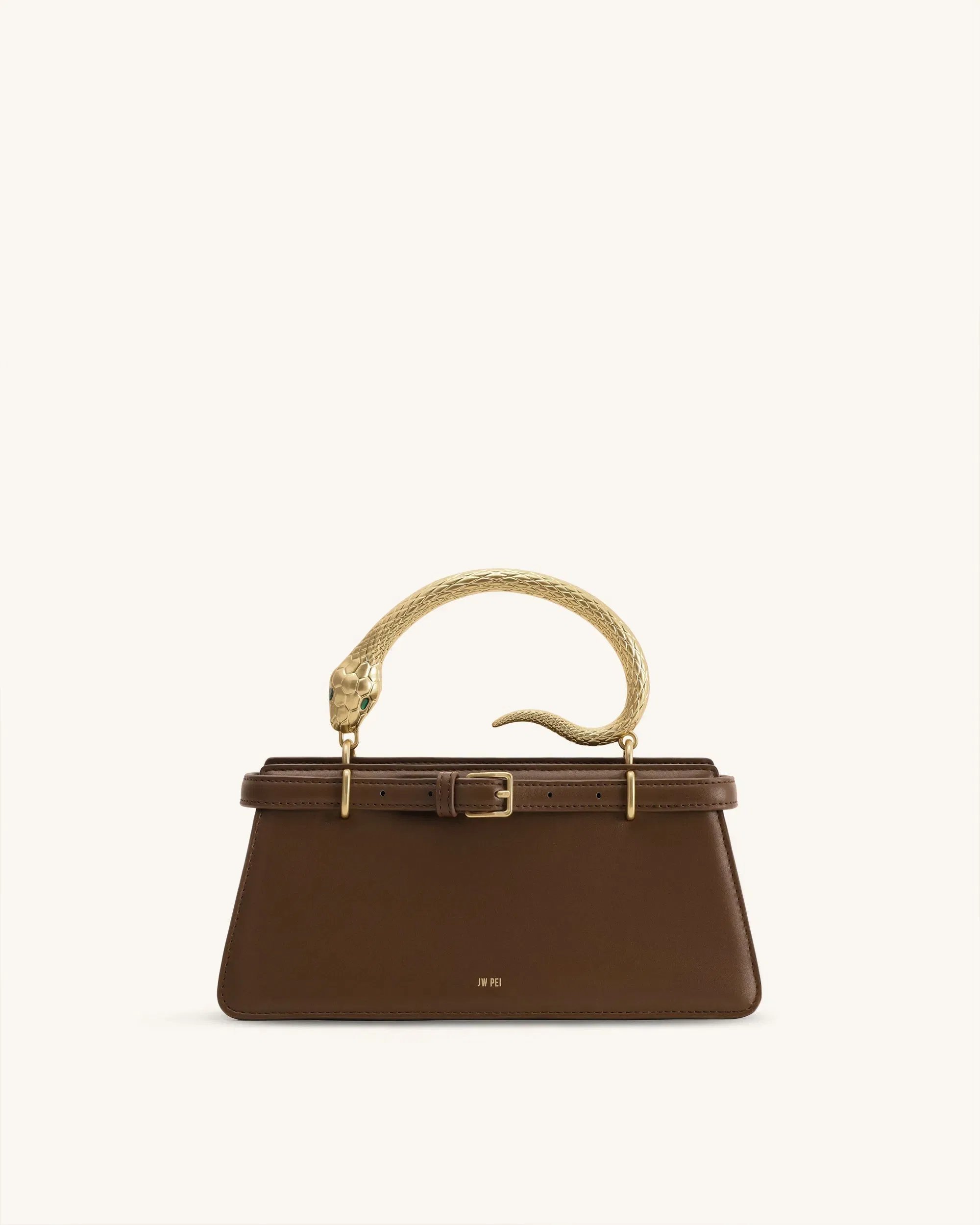 Jw Pei Elena Snake Handle Top Handle Bag Dark Brown
