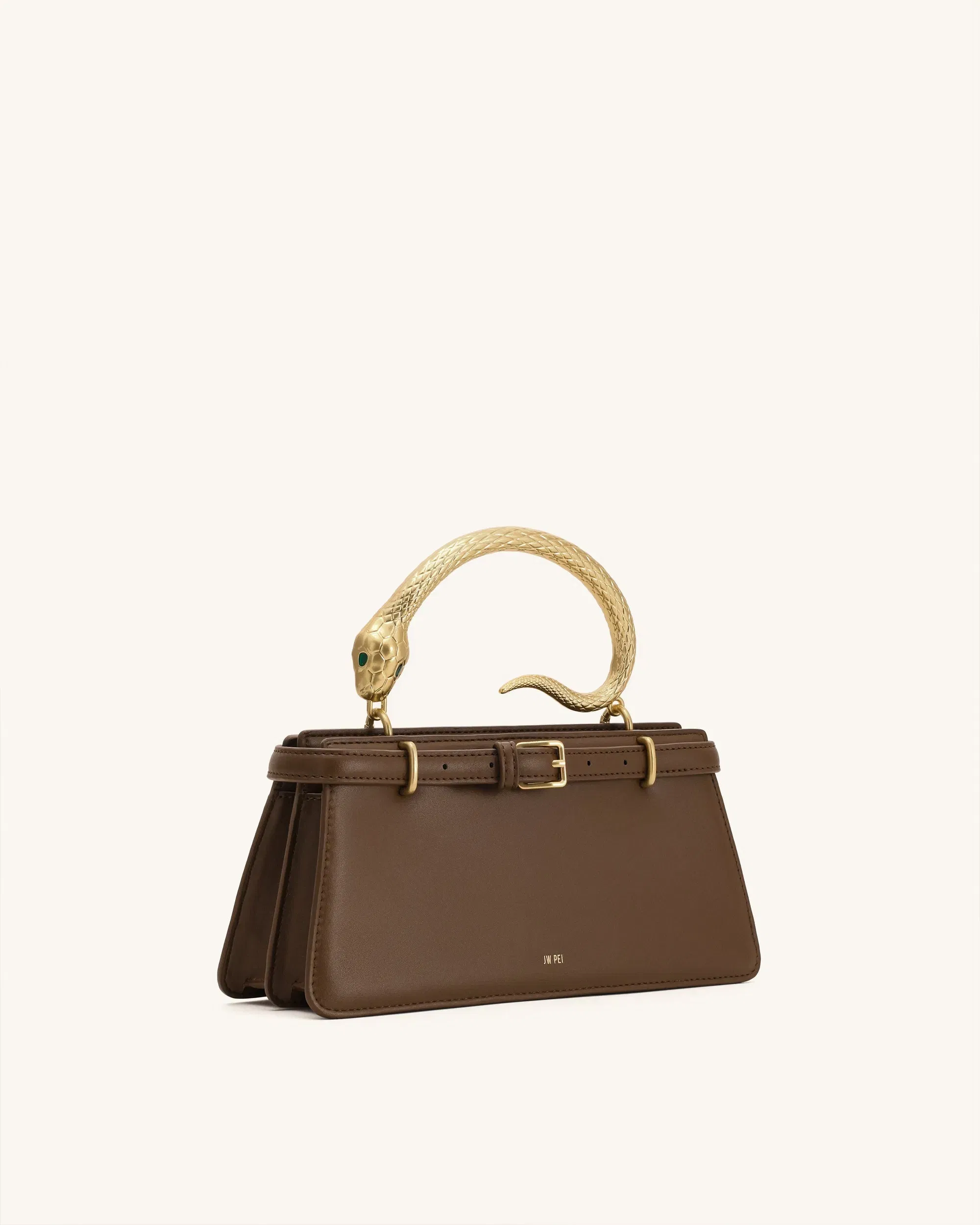 Jw Pei Elena Snake Handle Top Handle Bag Dark Brown
