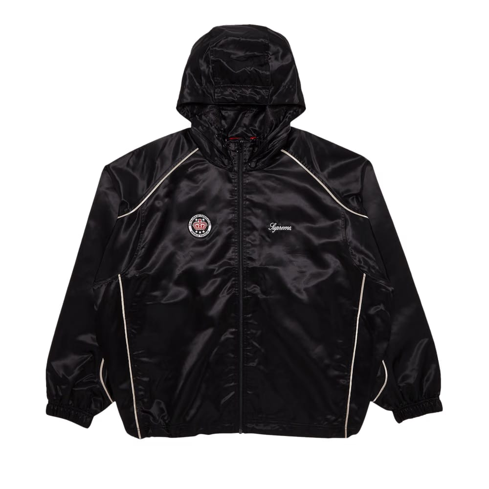 Supreme Satin Hooded Track Jacket Black
