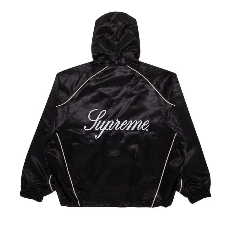 Supreme Satin Hooded Track Jacket Black