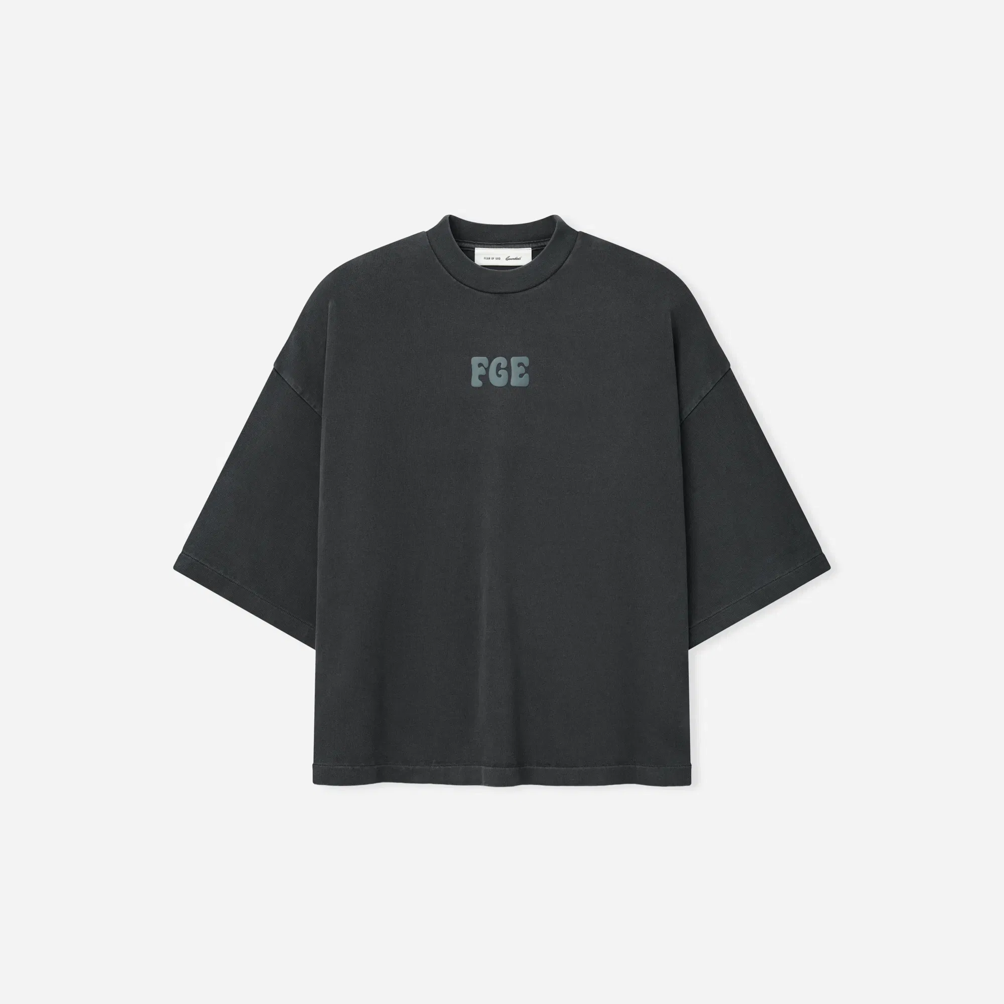 Fear Of God Essentials Heavy Jersey Merch Tee Boxy Fit Washed Iron Grey