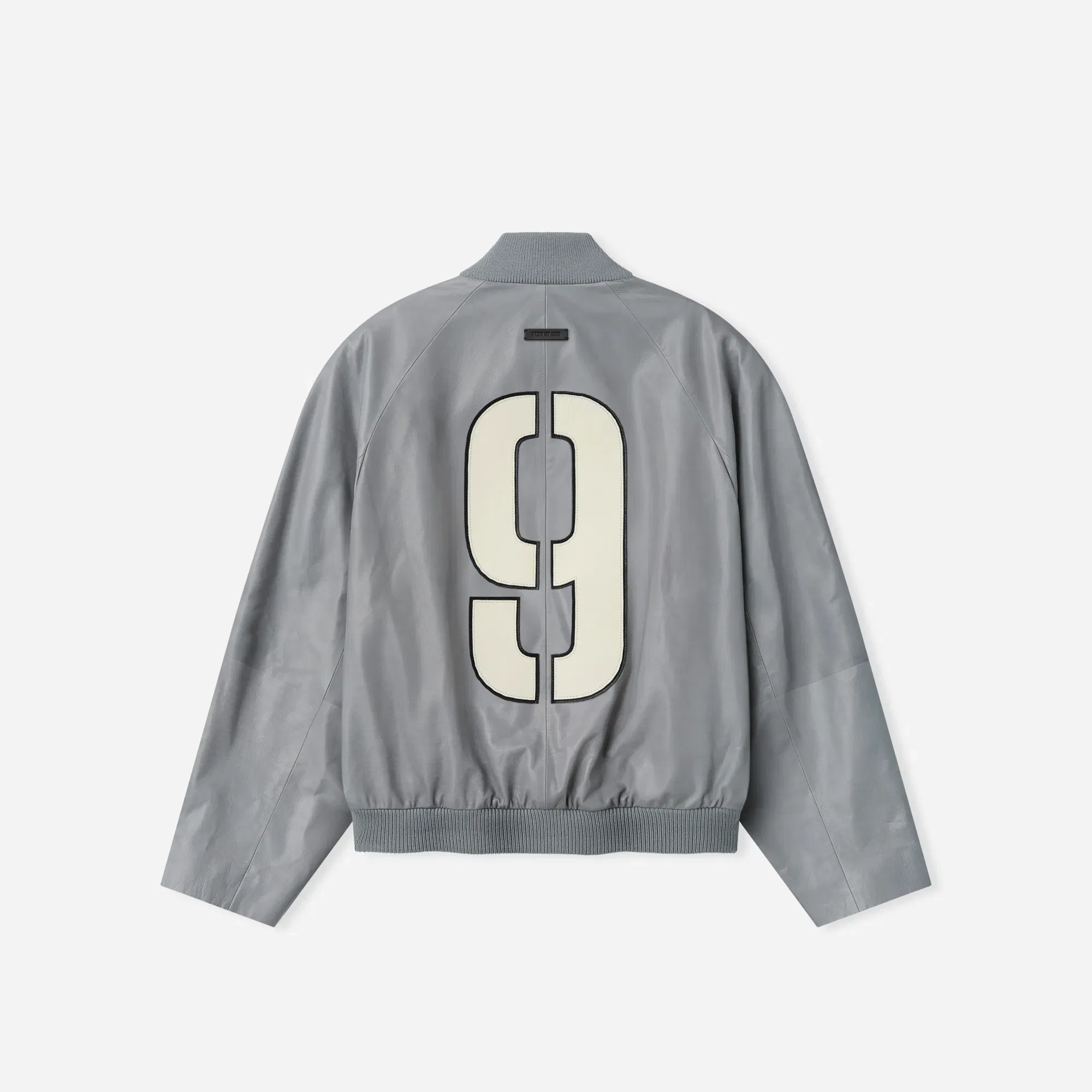 Fear Of God Leather 9 Raglan Bomber Jacket Metallic Grey
