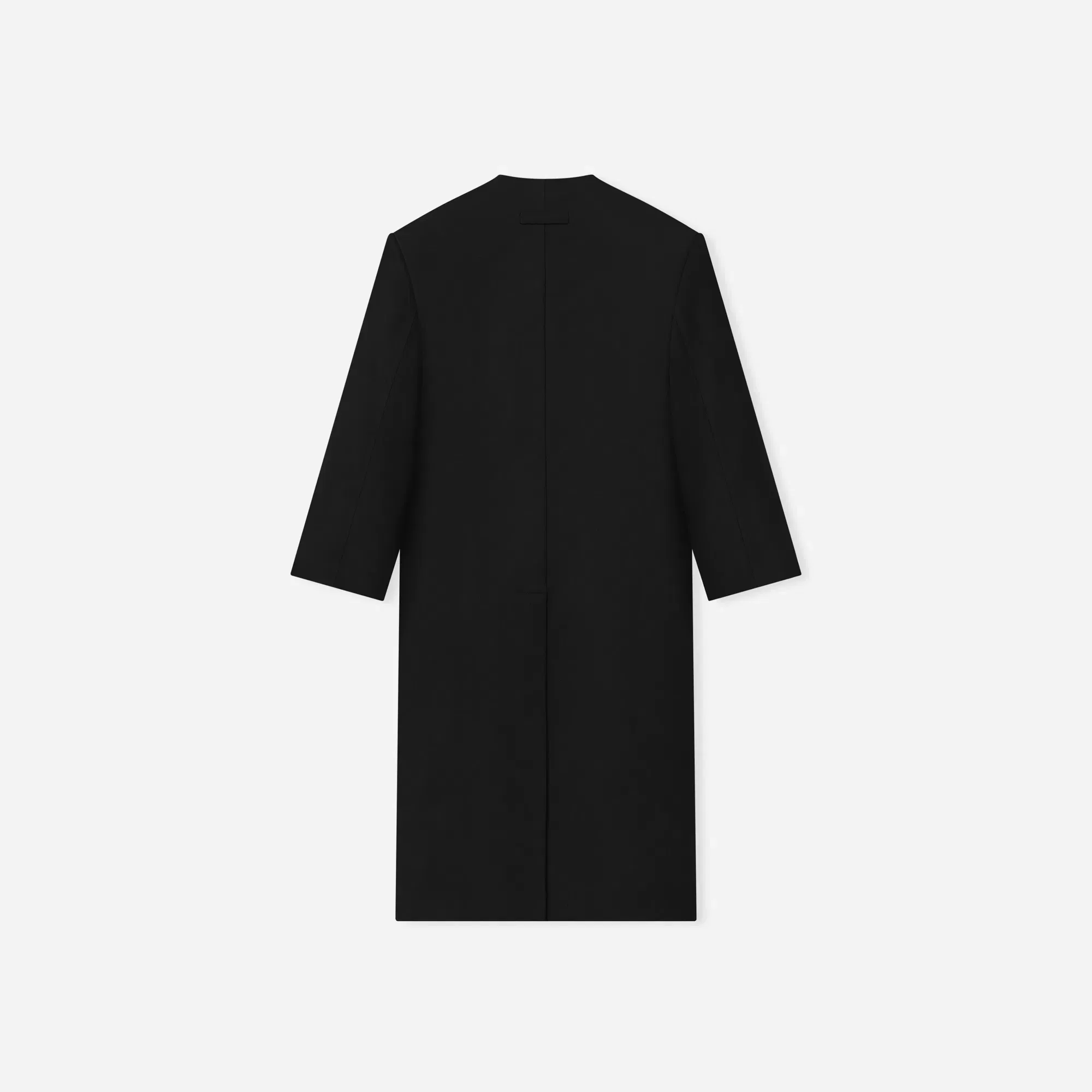 Fear Of God Double Weave Wool Double Breasted Lapelless Coat Black