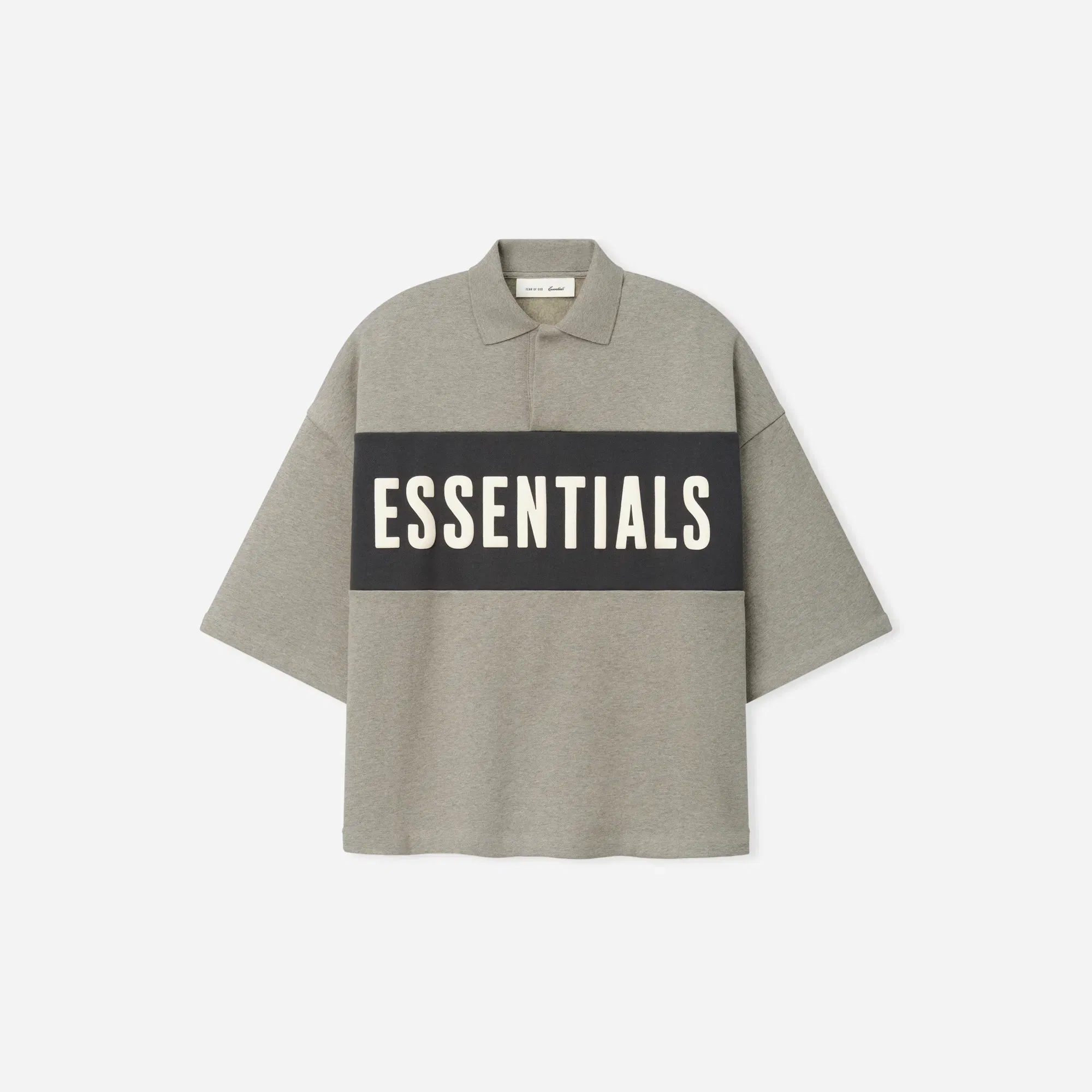 Fear Of God Essentials Cropped Panelled Polo Iron Grey Heather/ Seal Heather