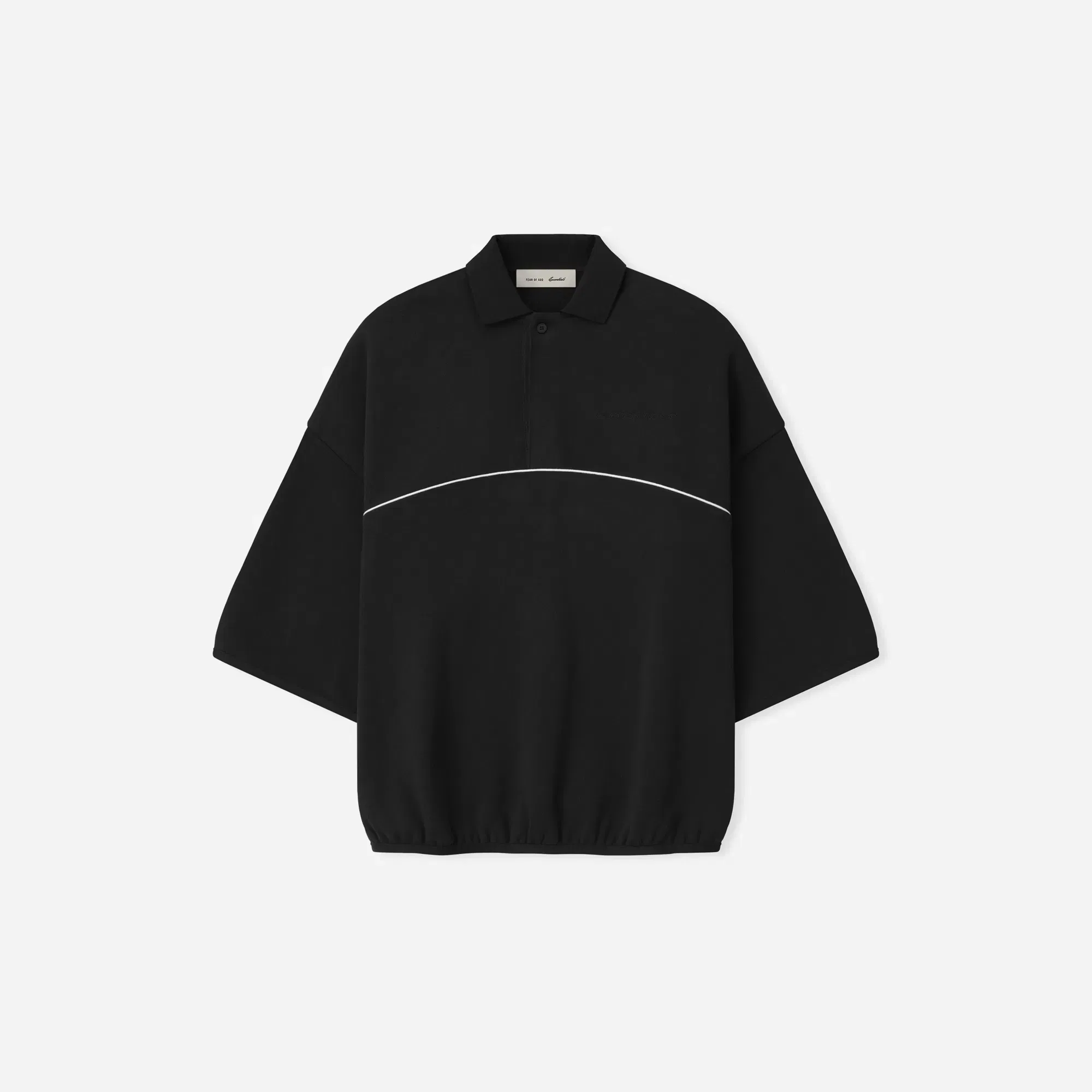 Fear Of God Essentials Active Trace 3/4 Sleeve Modern Polo Sweatshirt Vintage Black