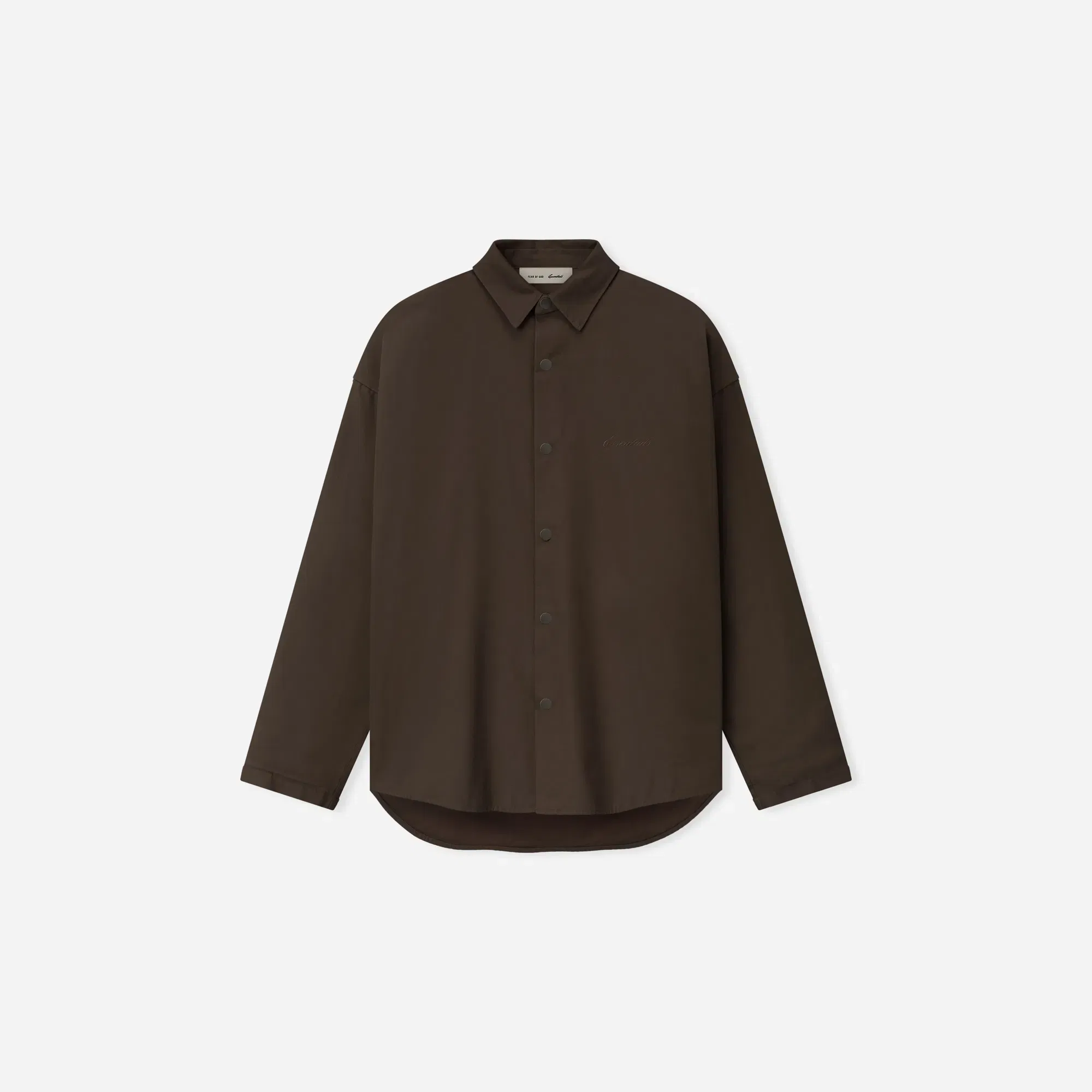 Fear Of God Essentials Cotton Canvas Overshirt Brown