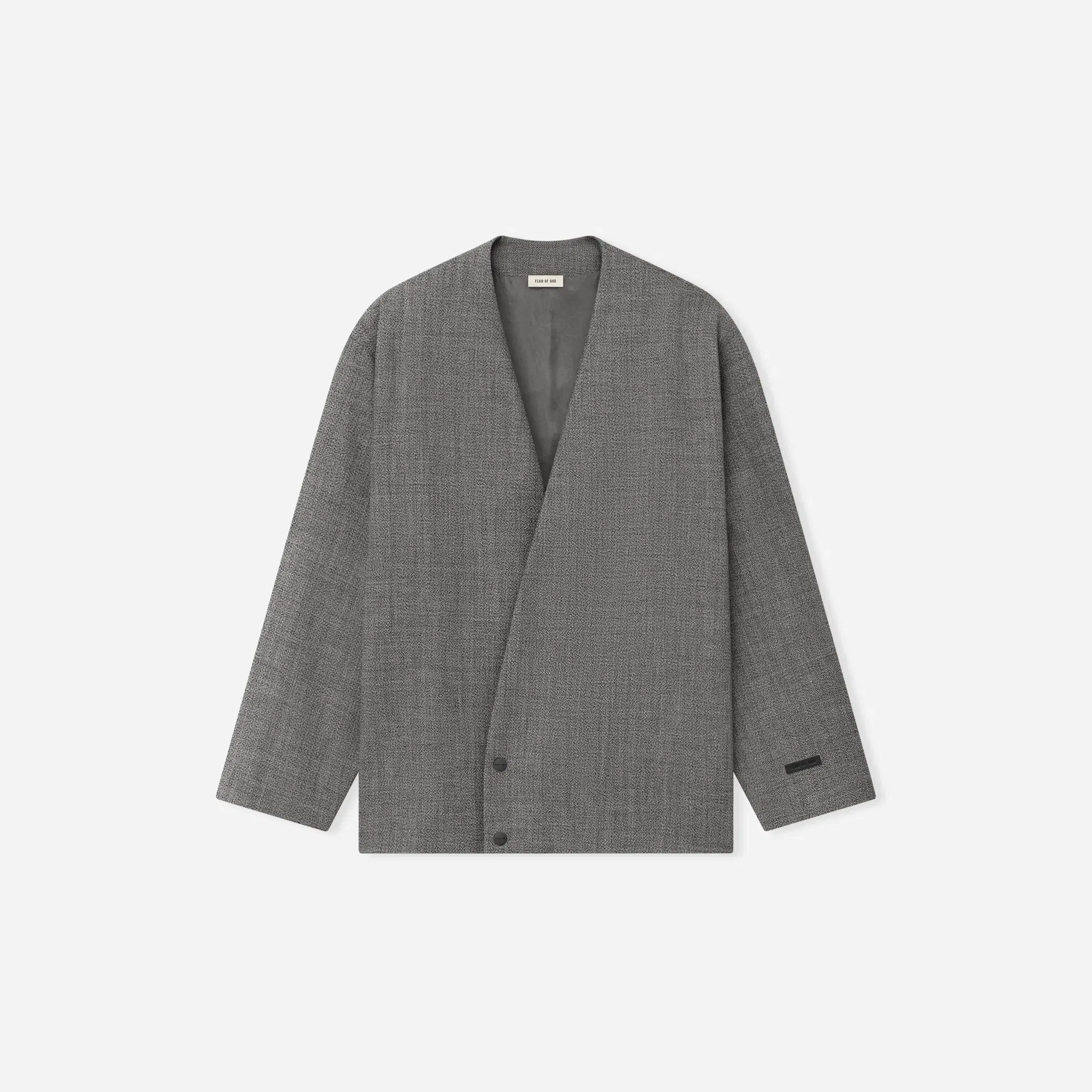 Fear Of God Mouline Wool Relaxed Lapelless Jacket Off White/Black