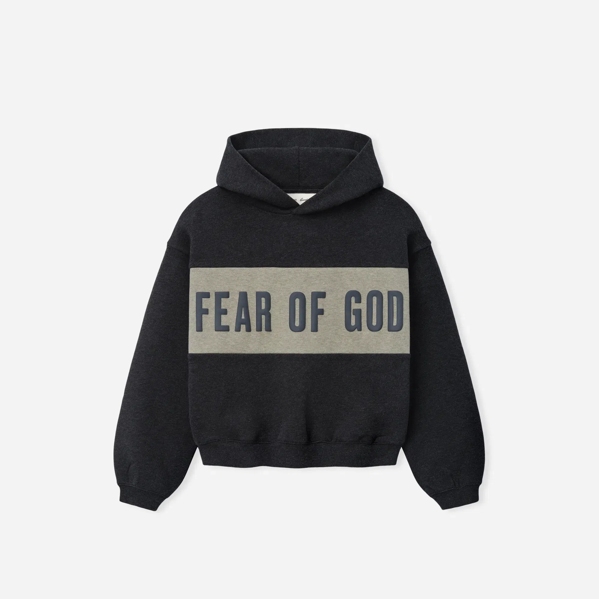 Fear Of God Essentials Kids Cropped Relaxed Panelled Hoodie Seal Heather/ Iron Grey