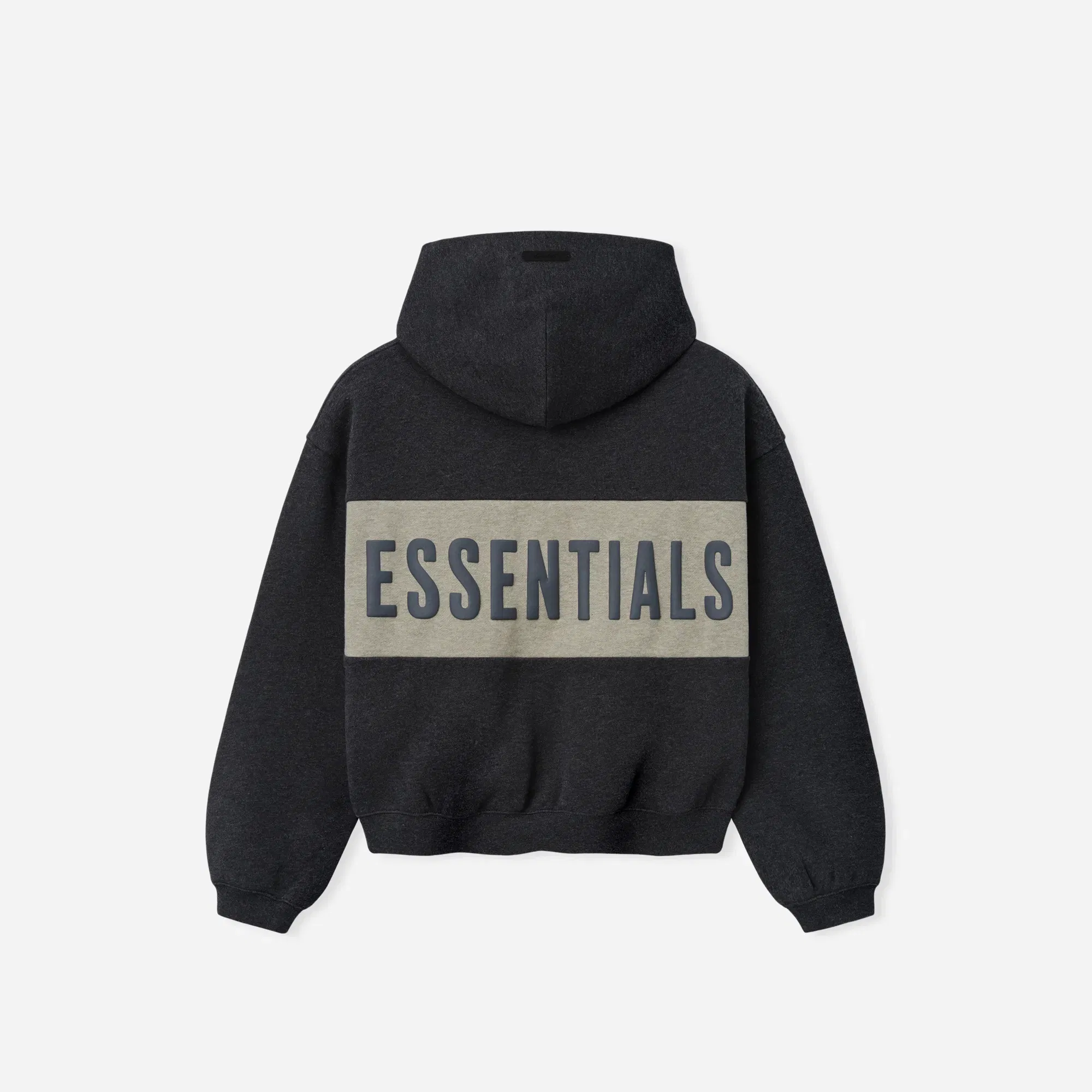 Fear Of God Essentials Kids Cropped Relaxed Panelled Hoodie Seal Heather/ Iron Grey