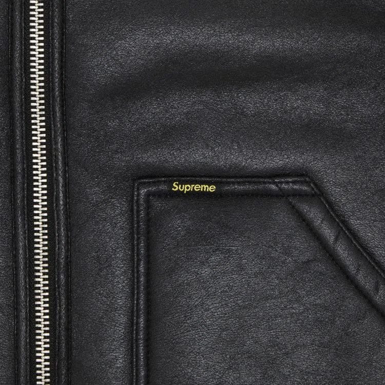 Supreme Reversible Faux Shearling Work Vest Black